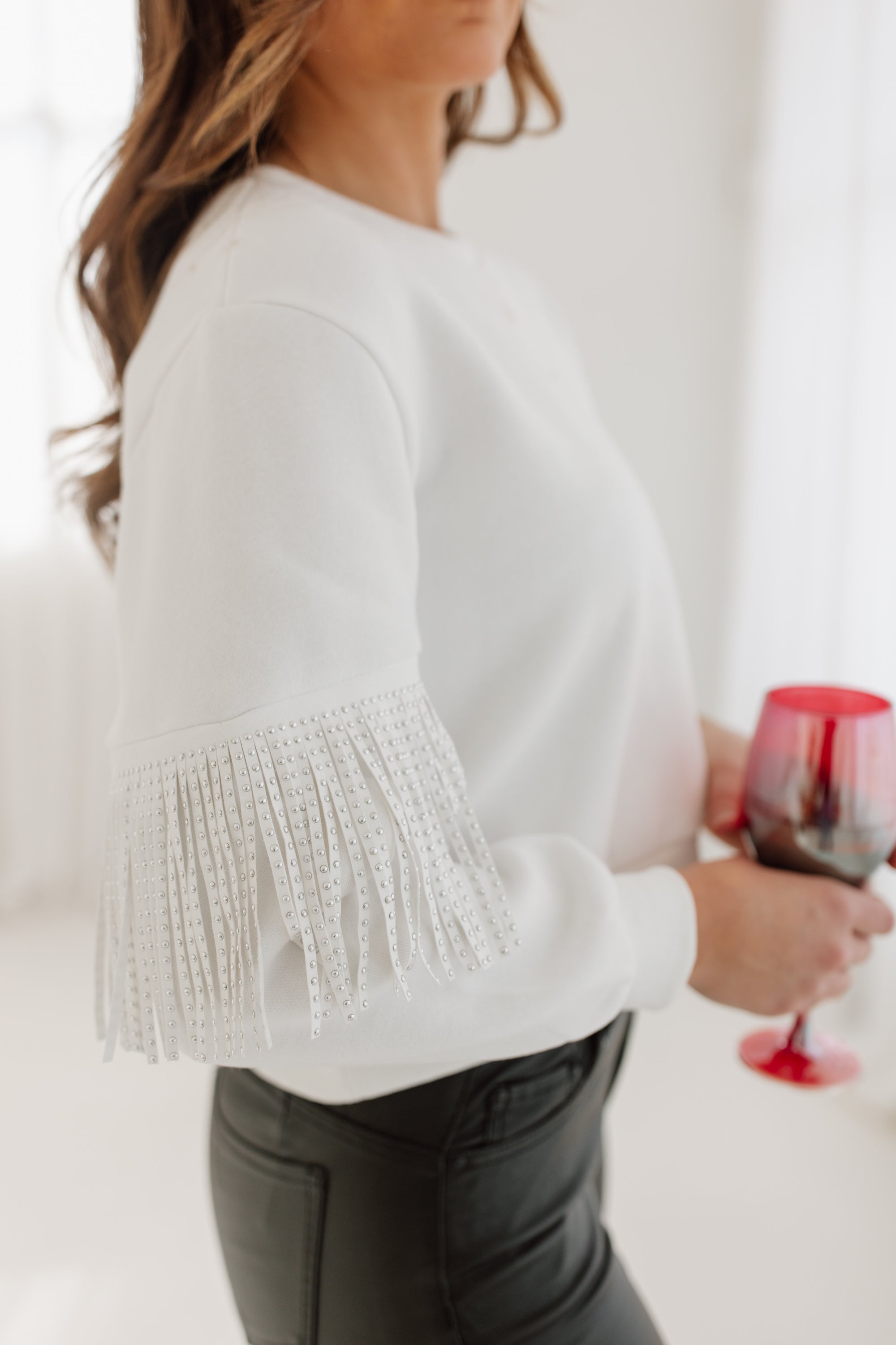 XOXO VARSITY FRINGE SWEATSHIRT