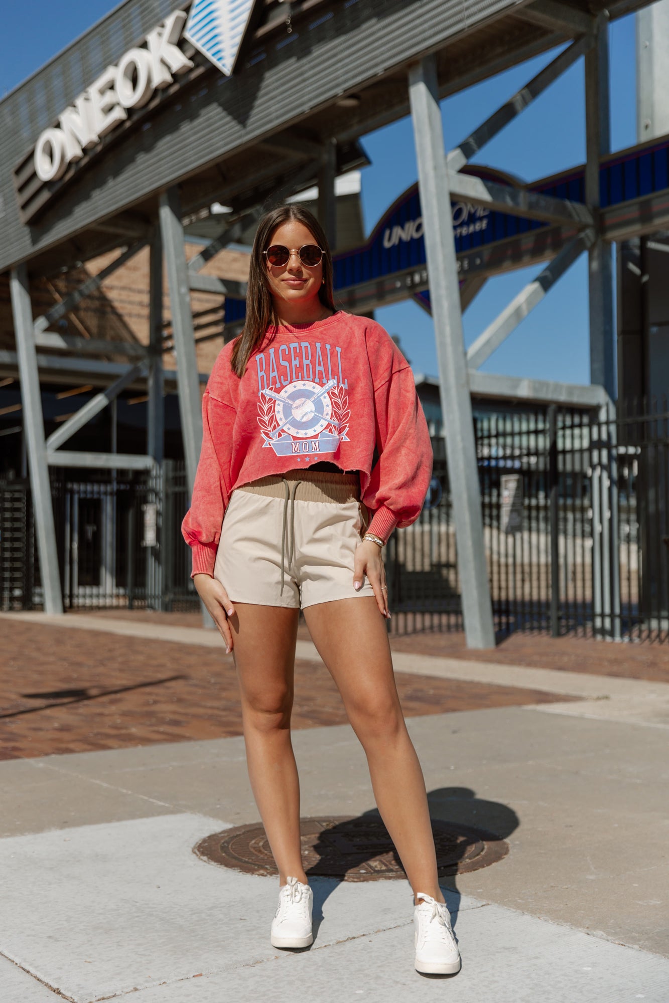 UNDER THE STADIUM LIGHTS VINTAGE WASHED CROP SWEATSHIRT