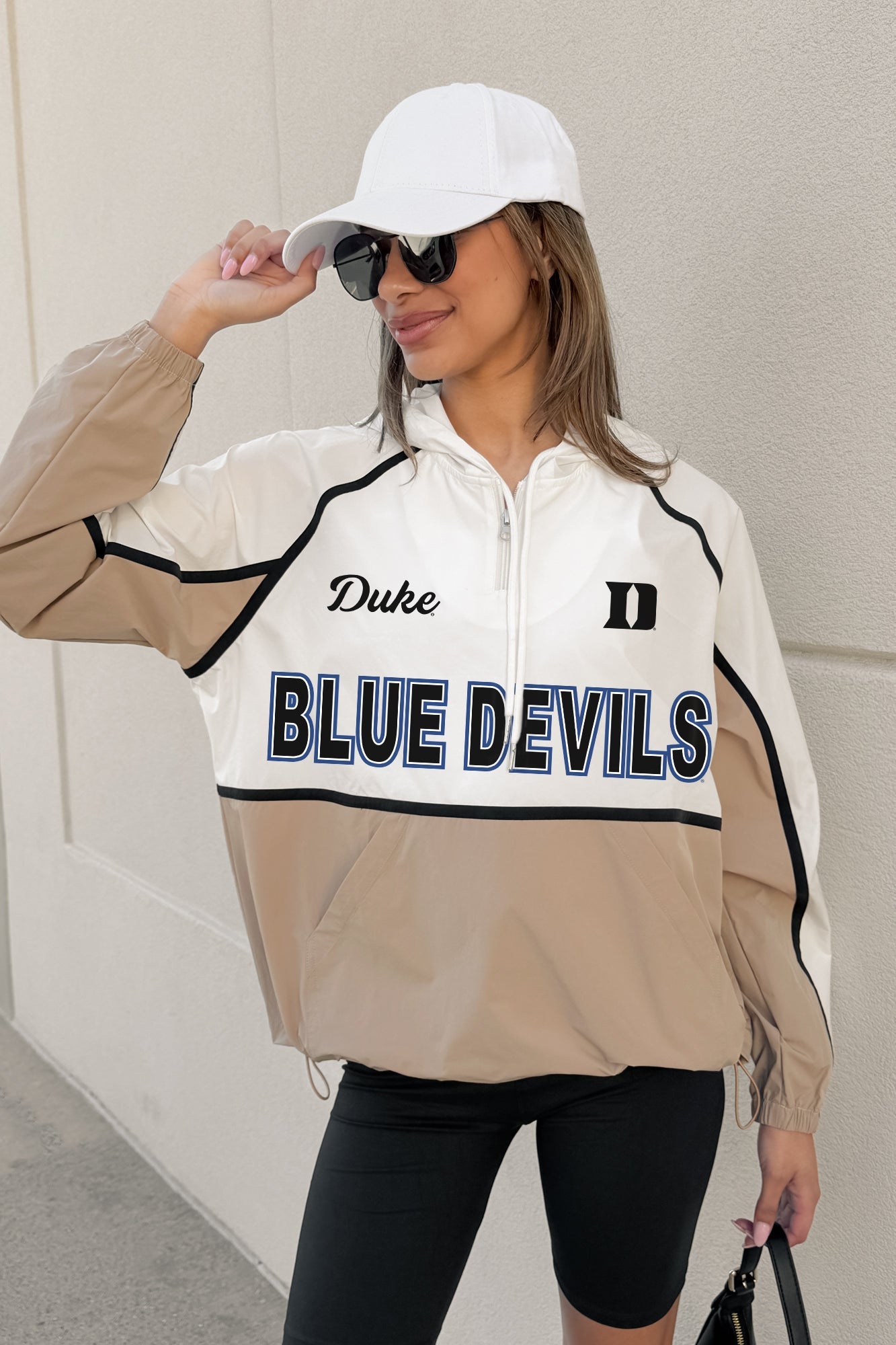 DUKE BLUE DEVILS PLAY IT COOL COLORBLOCK WINDBREAKER QUARTERZIP JACKET
