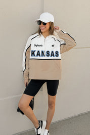 KANSAS JAYHAWKS PLAY IT COOL COLORBLOCK WINDBREAKER QUARTERZIP JACKET