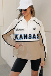 KANSAS JAYHAWKS PLAY IT COOL COLORBLOCK WINDBREAKER QUARTERZIP JACKET