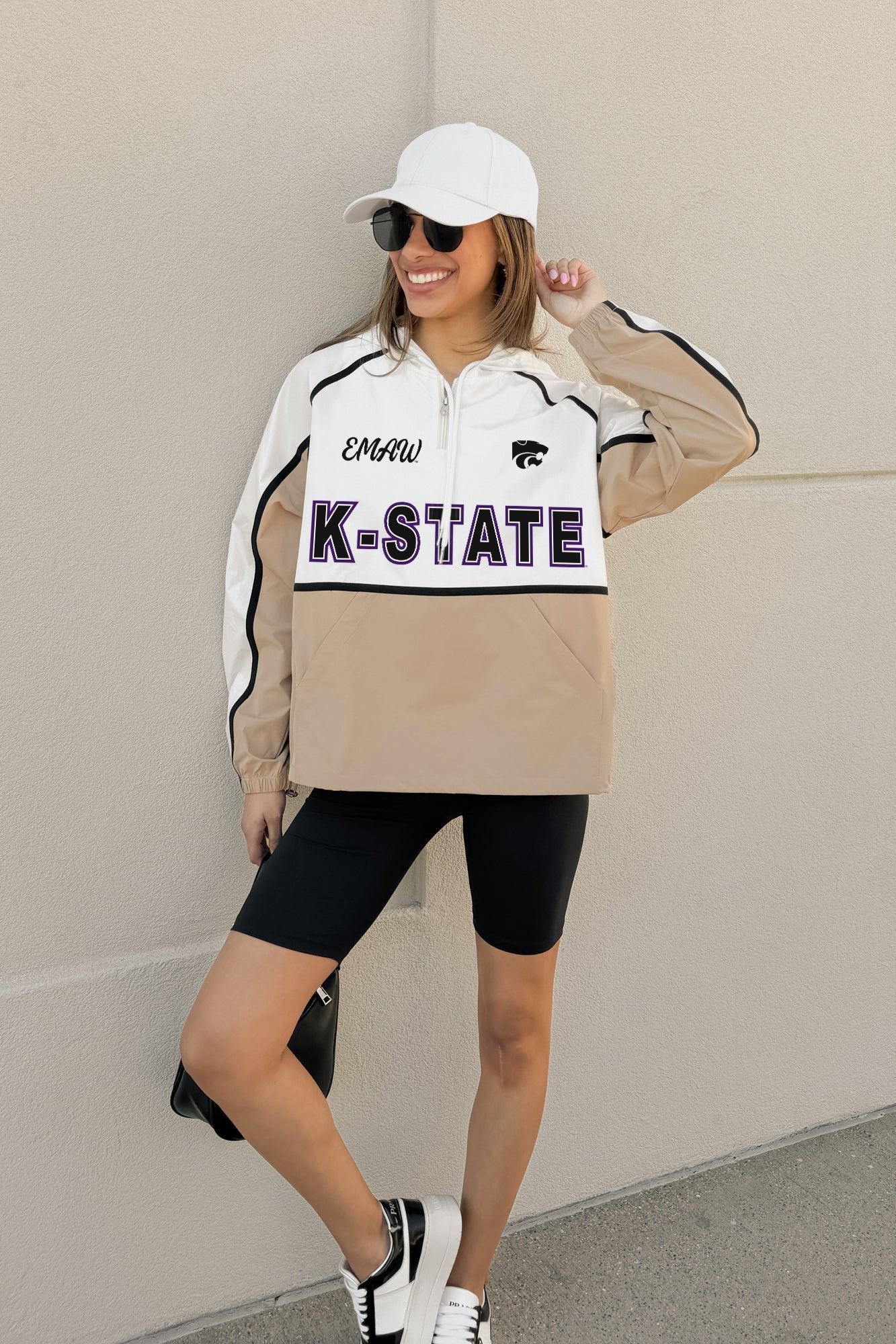 KANSAS STATE WILDCATS PLAY IT COOL COLORBLOCK WINDBREAKER QUARTERZIP JACKET