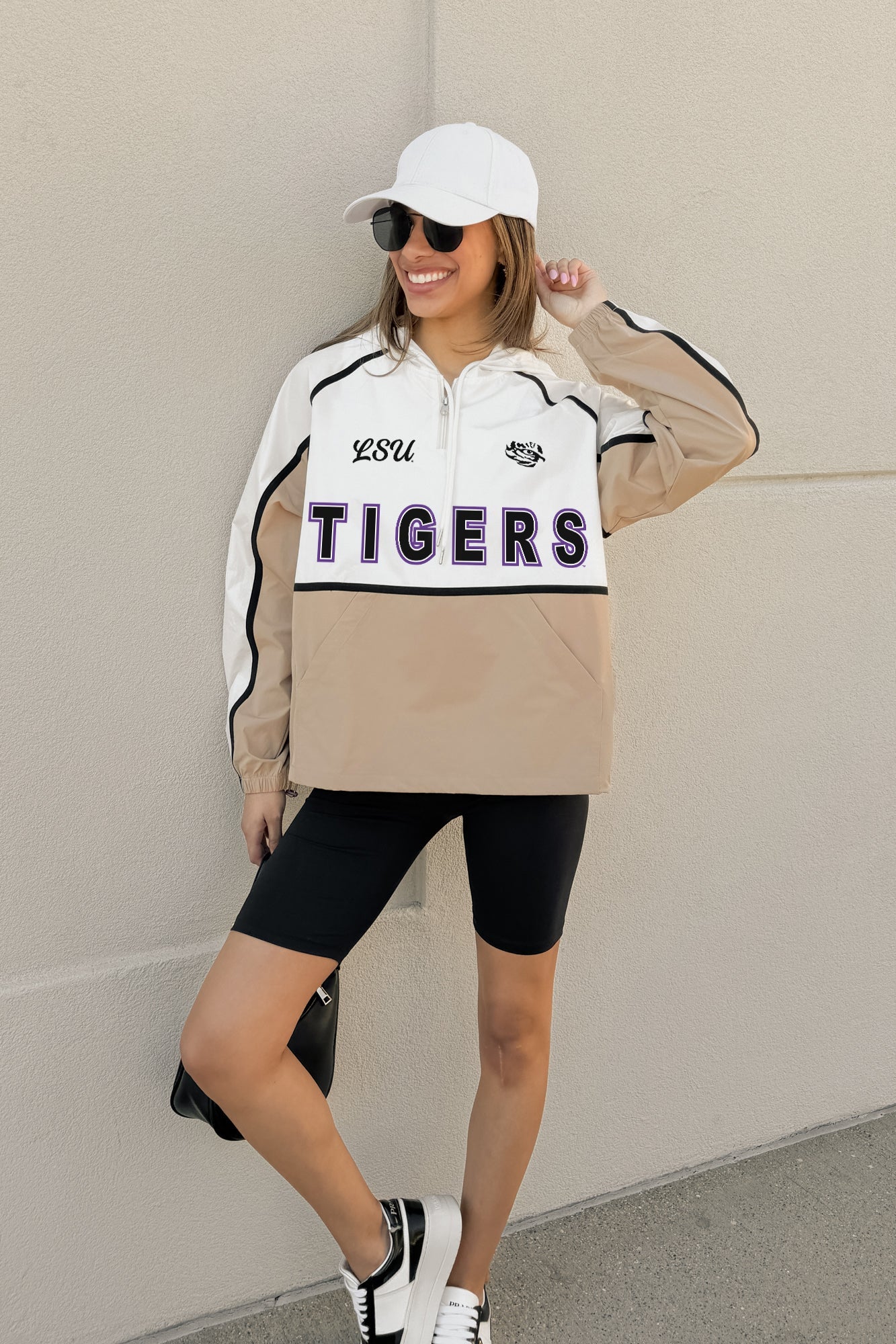 LSU TIGERS PLAY IT COOL COLORBLOCK WINDBREAKER QUARTERZIP JACKET