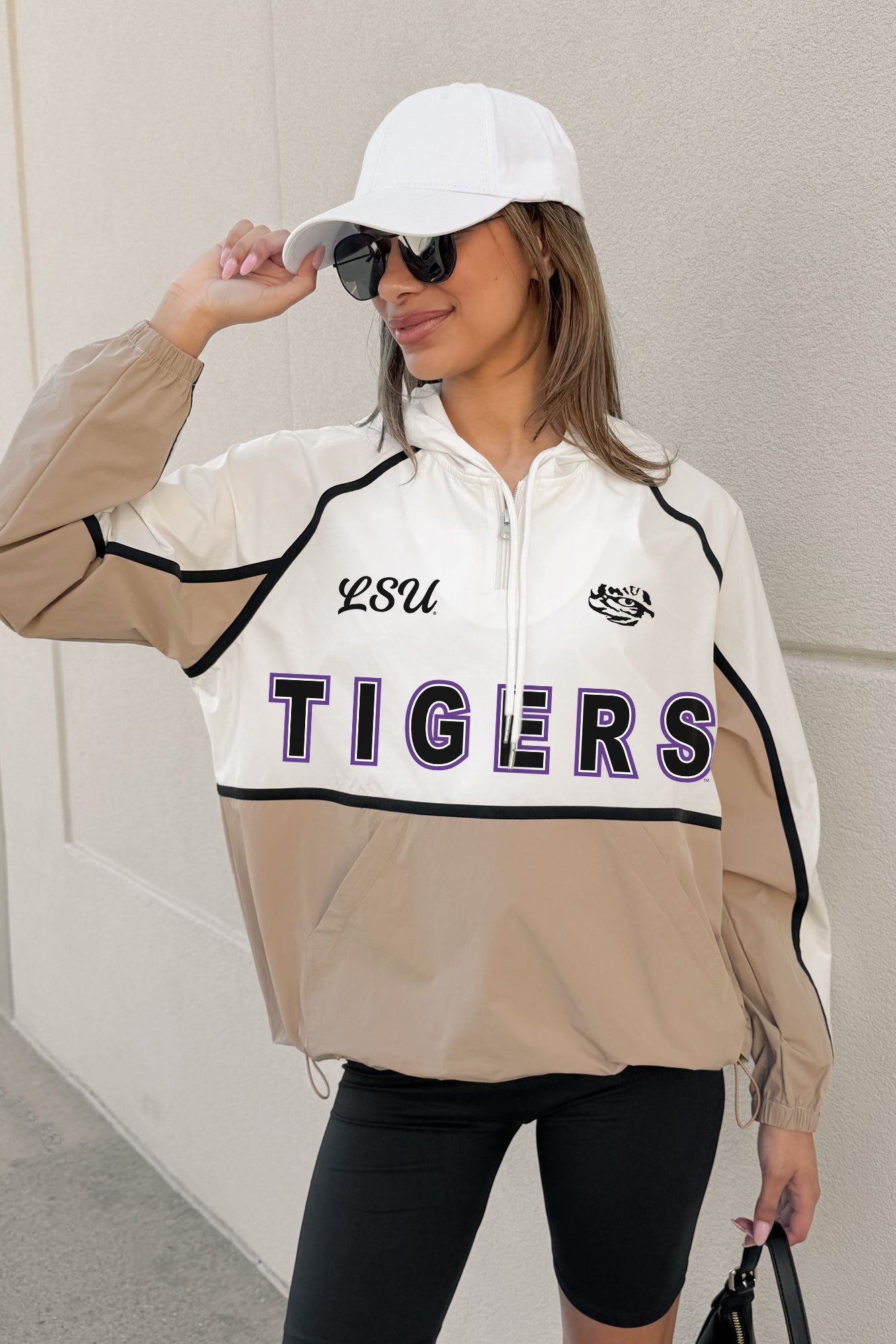 LSU TIGERS PLAY IT COOL COLORBLOCK WINDBREAKER QUARTERZIP JACKET