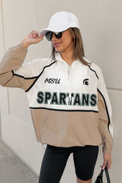MICHIGAN STATE SPARTANS PLAY IT COOL COLORBLOCK WINDBREAKER QUARTERZIP JACKET