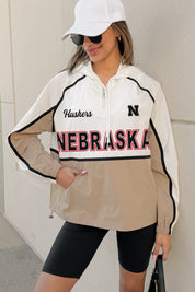 NEBRASKA CORNHUSKERS PLAY IT COOL COLORBLOCK WINDBREAKER QUARTERZIP JACKET