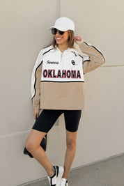 OKLAHOMA SOONERS PLAY IT COOL COLORBLOCK WINDBREAKER QUARTERZIP JACKET