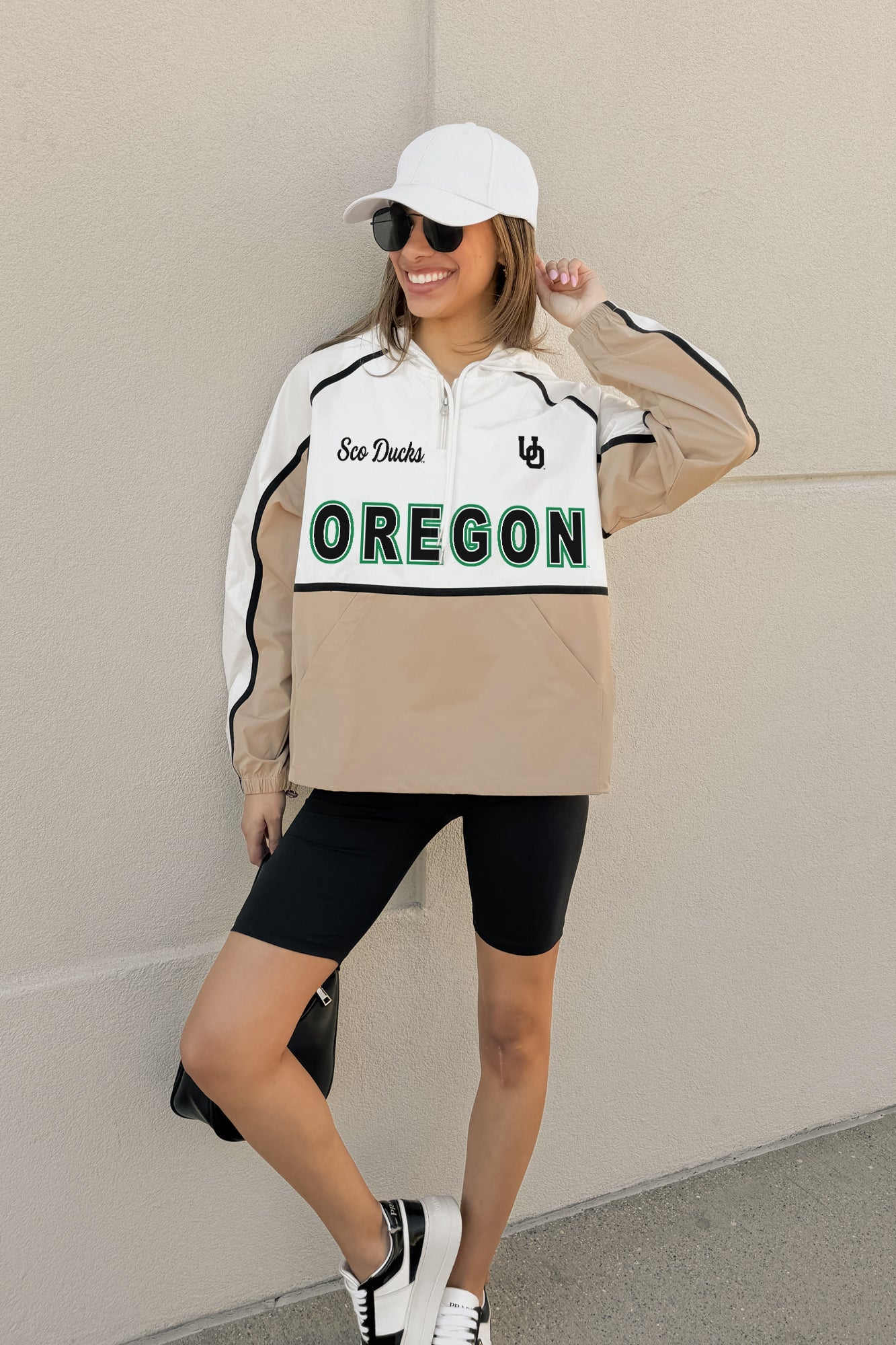 OREGON DUCKS PLAY IT COOL COLORBLOCK WINDBREAKER QUARTERZIP JACKET
