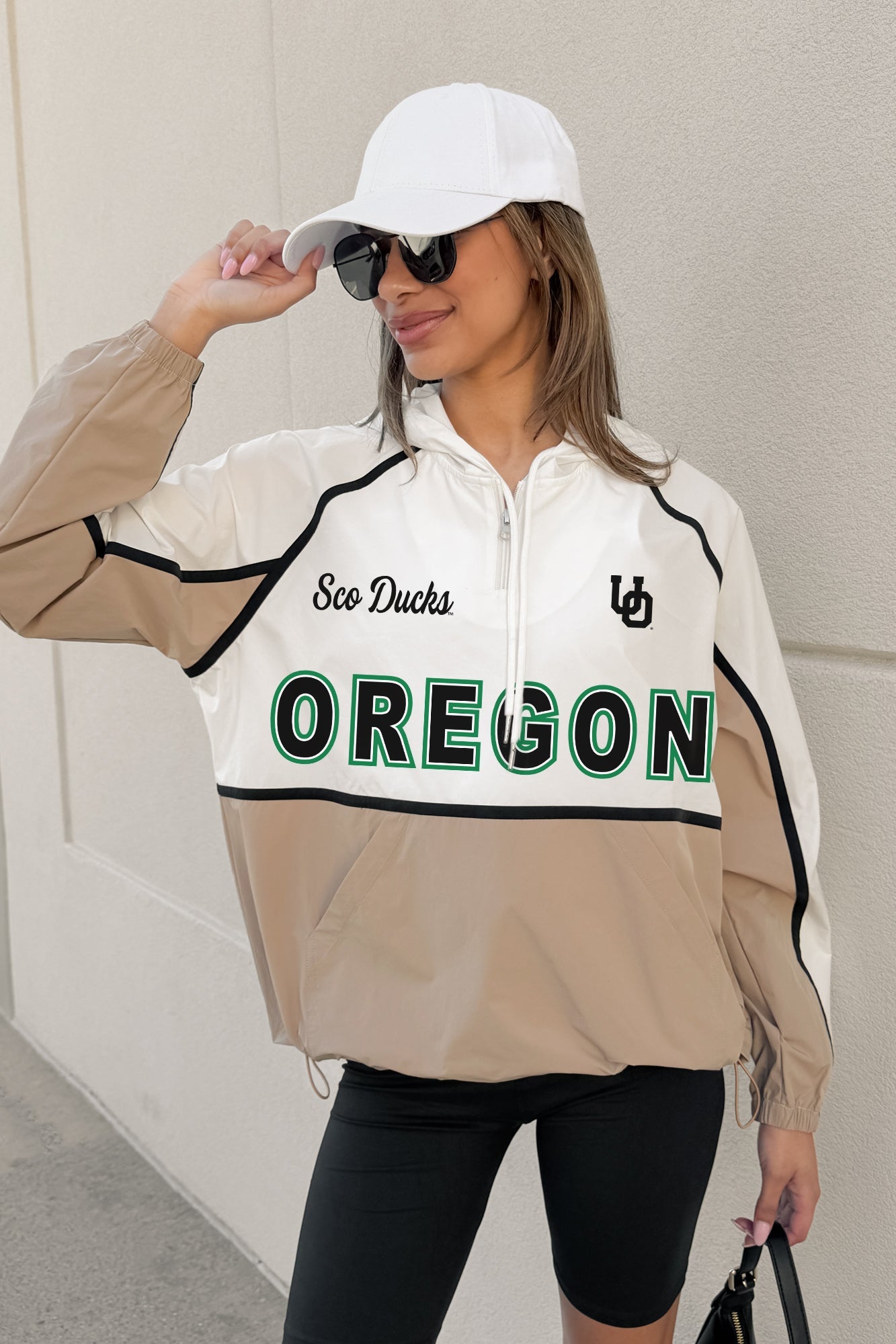OREGON DUCKS PLAY IT COOL COLORBLOCK WINDBREAKER QUARTERZIP JACKET