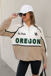 OREGON DUCKS PLAY IT COOL COLORBLOCK WINDBREAKER QUARTERZIP JACKET