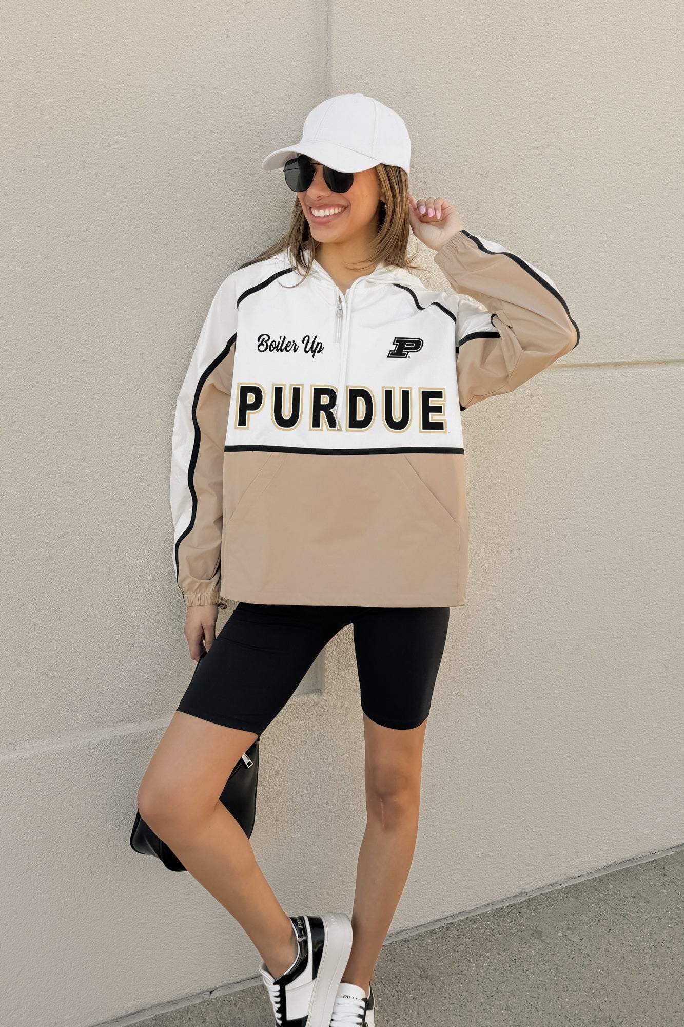 PURDUE BOILERMAKERS PLAY IT COOL COLORBLOCK WINDBREAKER QUARTERZIP JACKET