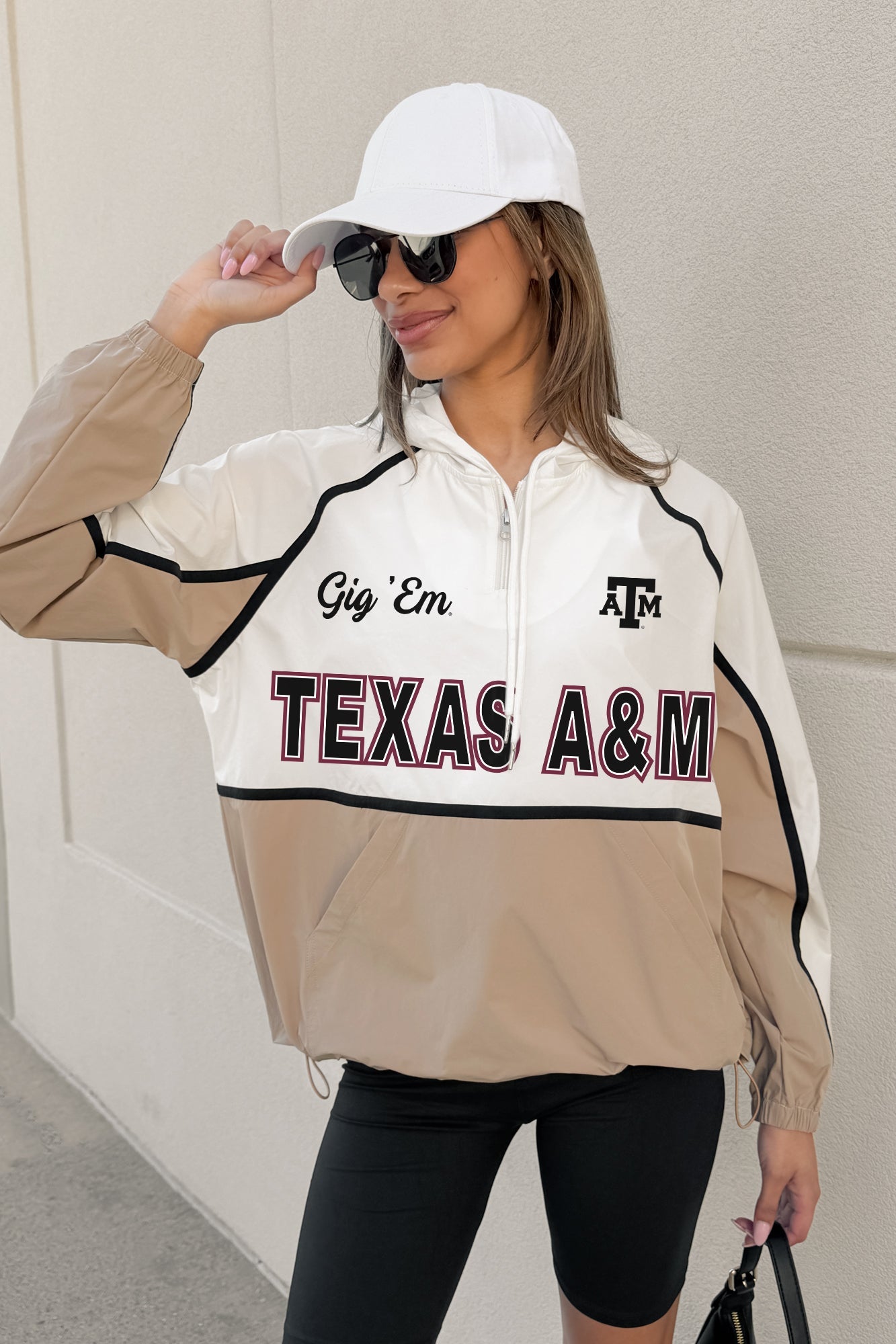 TEXAS A&M AGGIES PLAY IT COOL COLORBLOCK WINDBREAKER QUARTERZIP JACKET