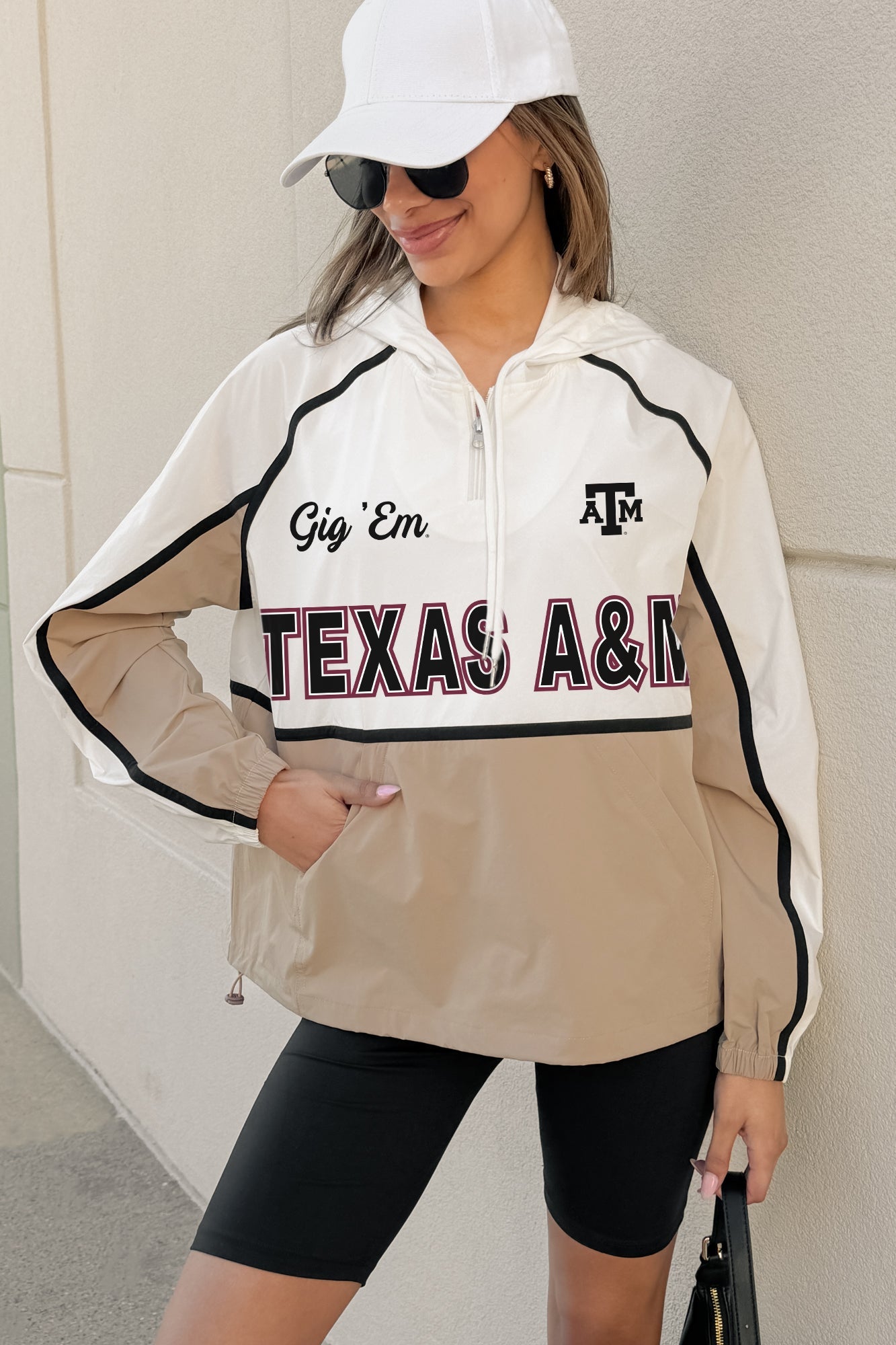 TEXAS A&M AGGIES PLAY IT COOL COLORBLOCK WINDBREAKER QUARTERZIP JACKET