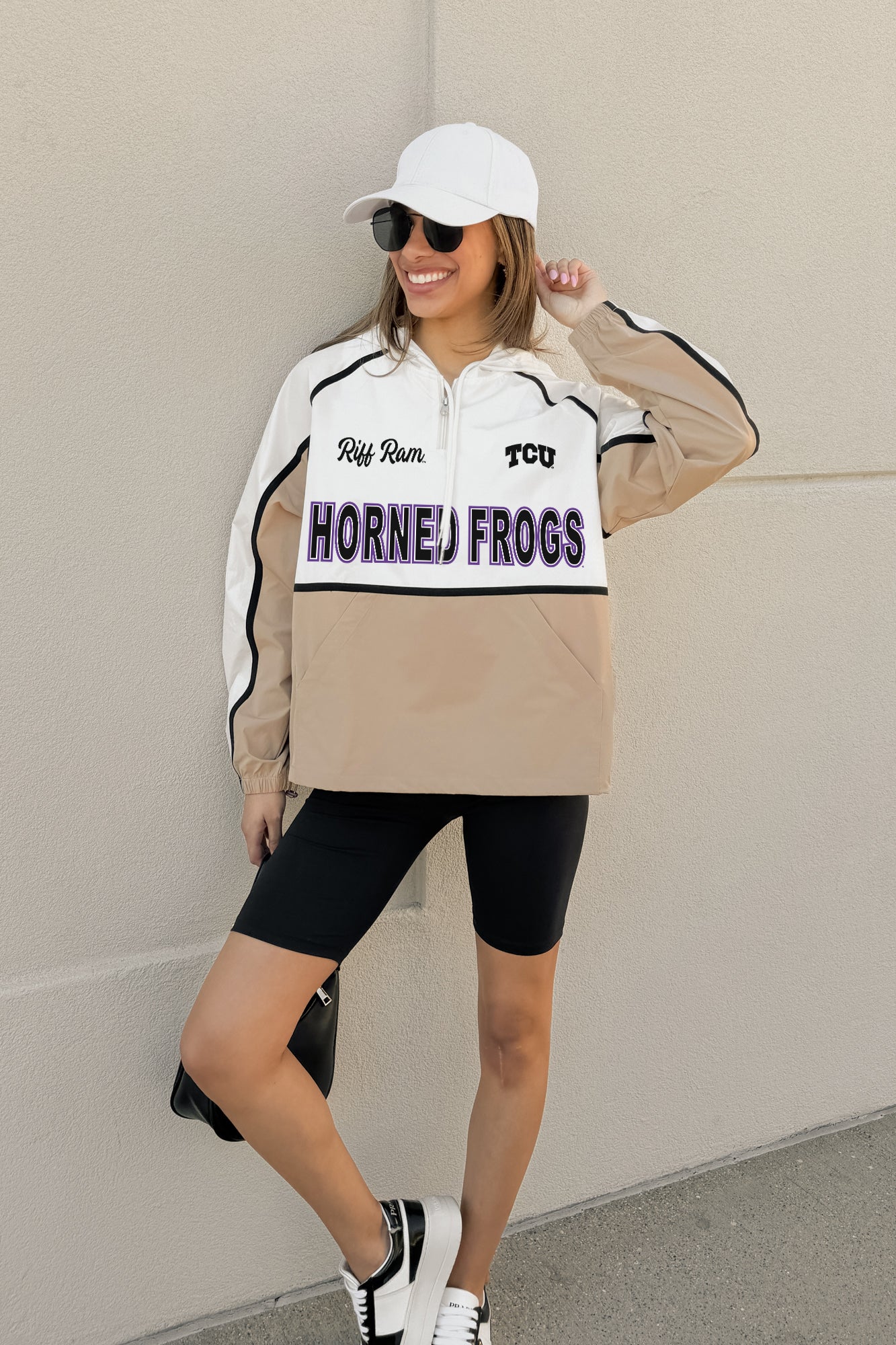 TCU HORNED FROGS PLAY IT COOL COLORBLOCK WINDBREAKER QUARTERZIP JACKET