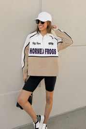TCU HORNED FROGS PLAY IT COOL COLORBLOCK WINDBREAKER QUARTERZIP JACKET