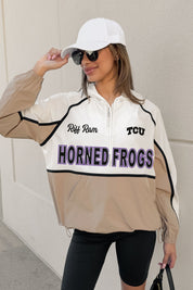 TCU HORNED FROGS PLAY IT COOL COLORBLOCK WINDBREAKER QUARTERZIP JACKET