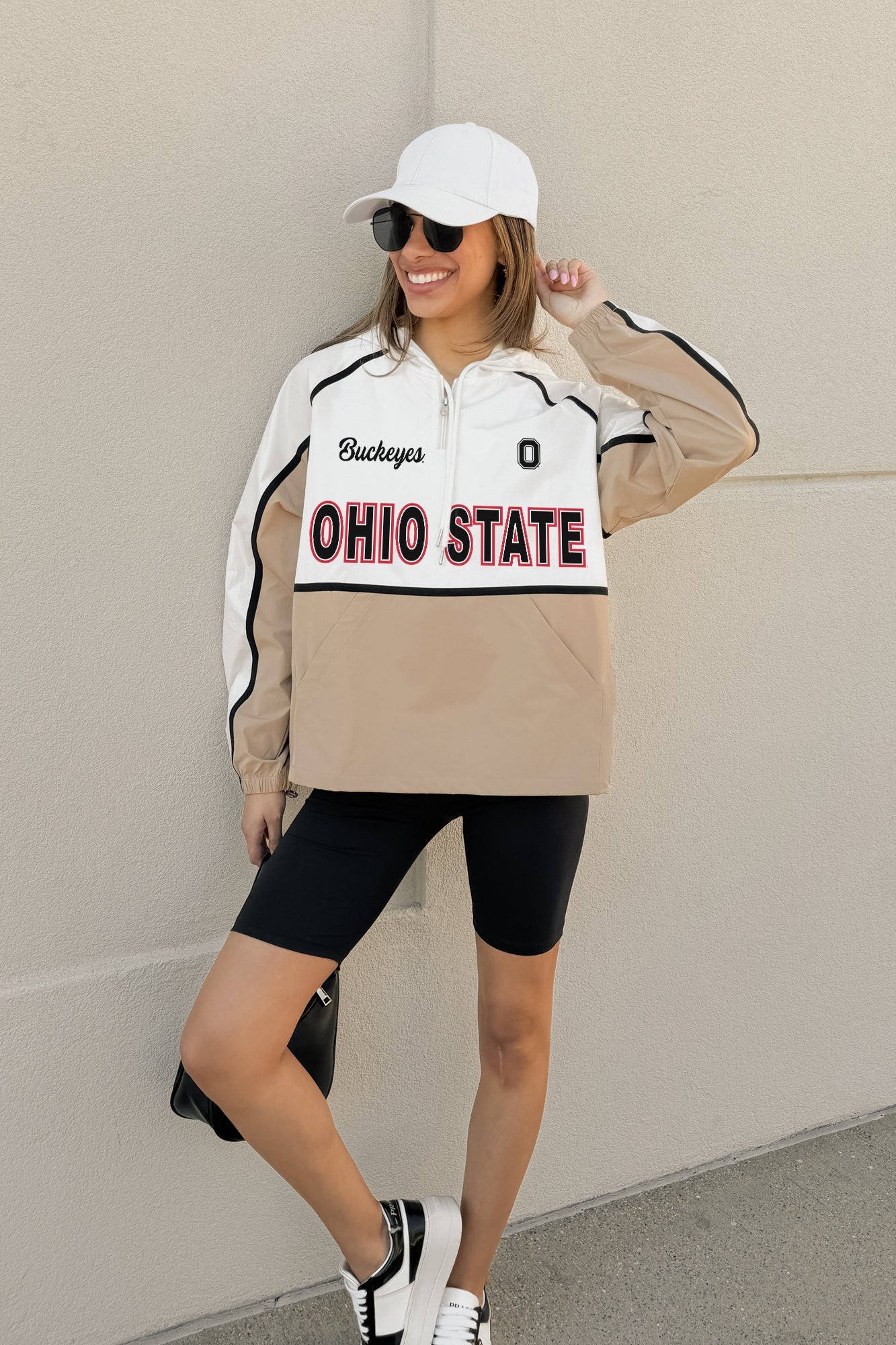 OHIO STATE BUCKEYES PLAY IT COOL COLORBLOCK WINDBREAKER QUARTERZIP JACKET