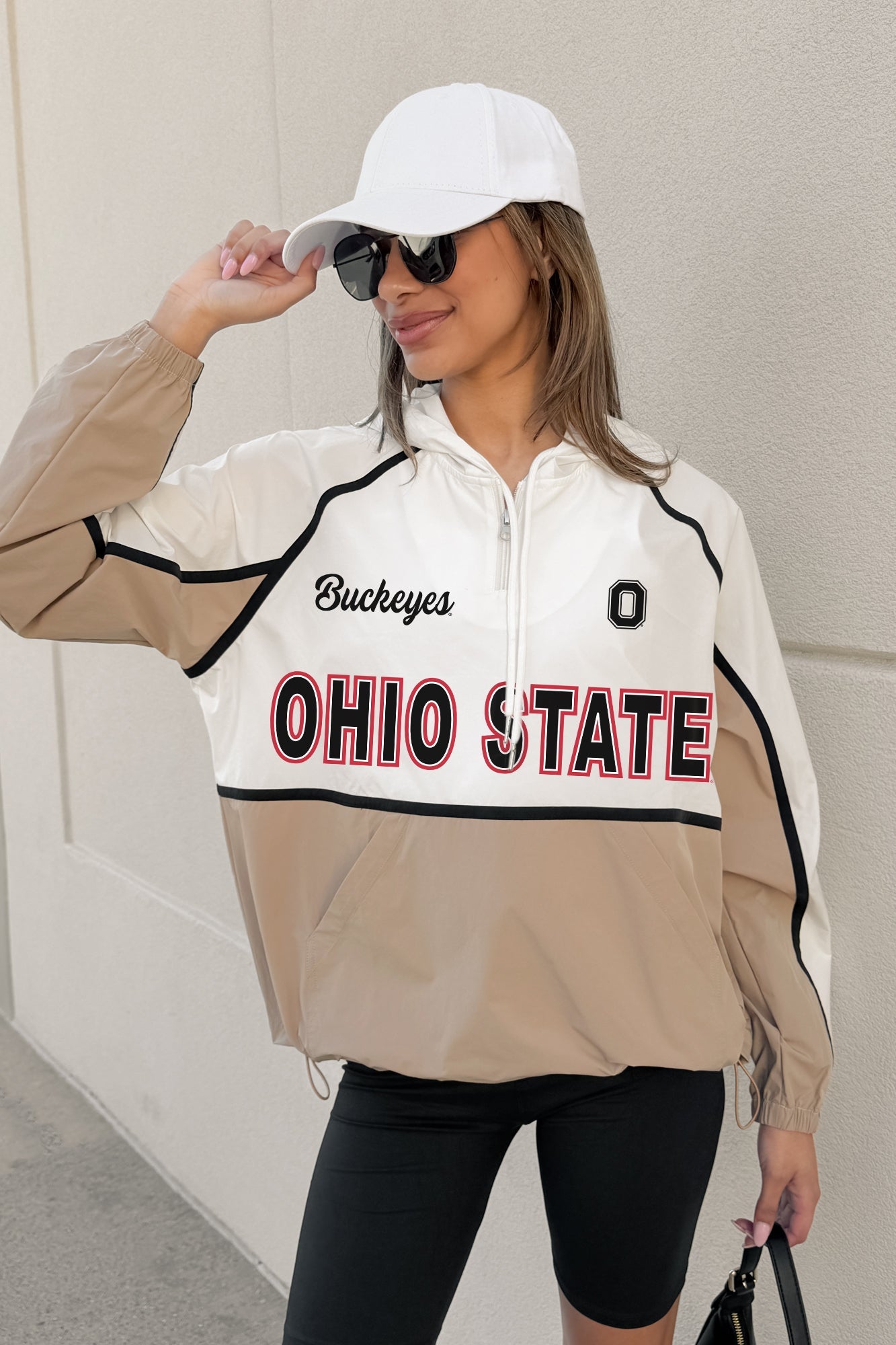OHIO STATE BUCKEYES PLAY IT COOL COLORBLOCK WINDBREAKER QUARTERZIP JACKET
