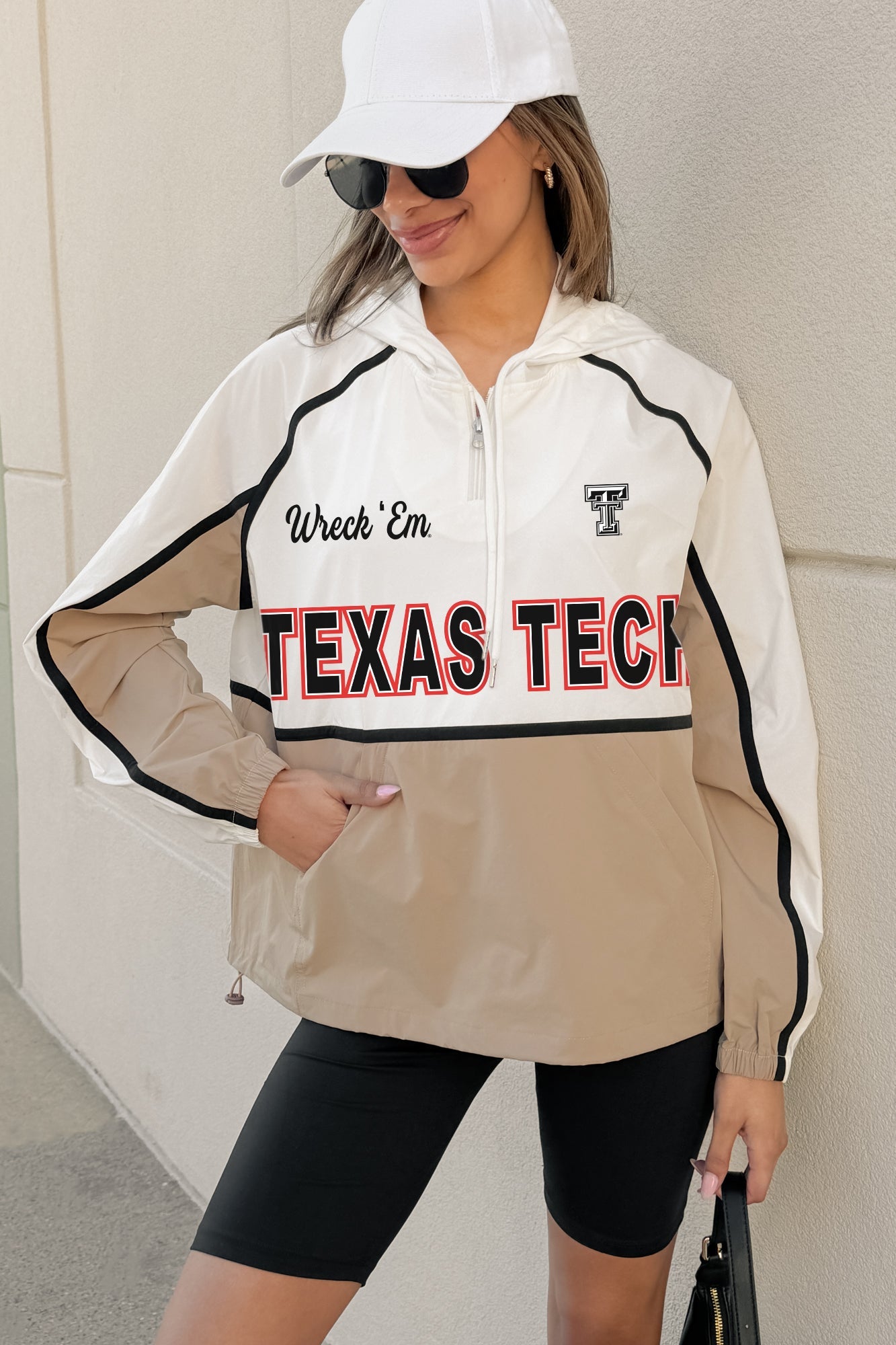 TEXAS TECH RED RAIDERS PLAY IT COOL COLORBLOCK WINDBREAKER QUARTERZIP JACKET