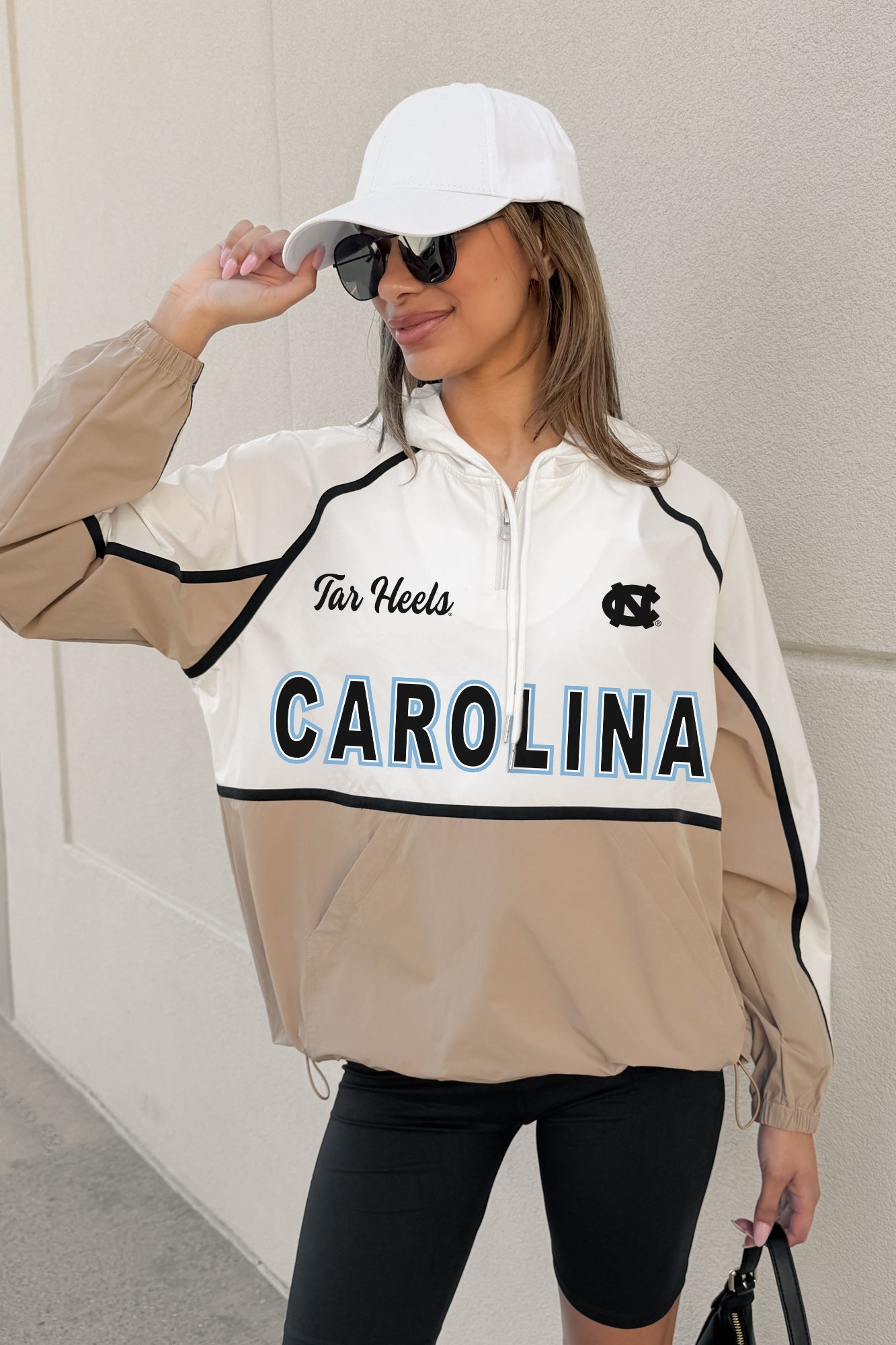 NORTH CAROLINA TAR HEELS PLAY IT COOL COLORBLOCK WINDBREAKER QUARTERZIP JACKET