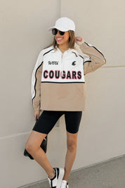 WASHINGTON STATE COUGARS PLAY IT COOL COLORBLOCK WINDBREAKER QUARTERZIP JACKET