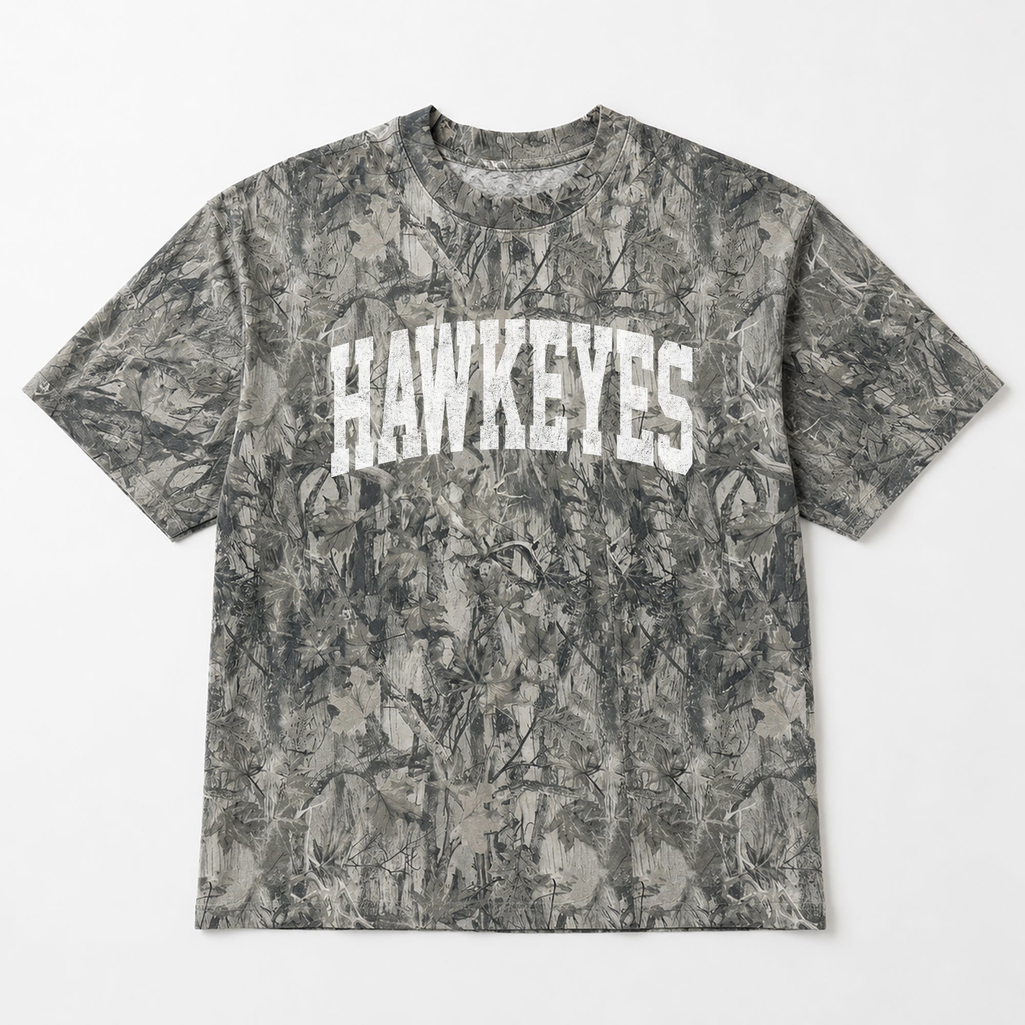 IOWA HAWKEYES FIELD READY VINTAGE WOODLAND CAMO UNISEX TEE