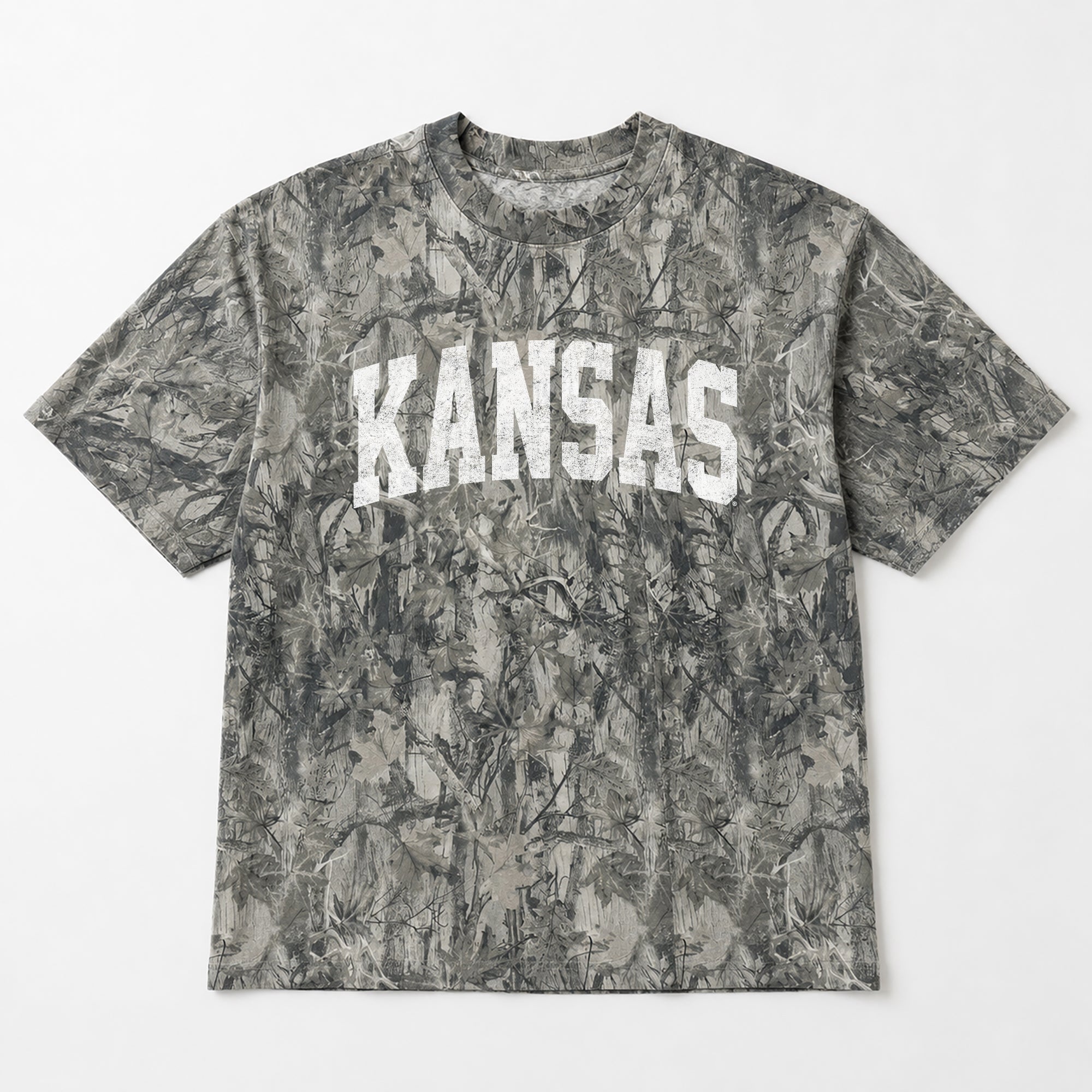 KANSAS JAYHAWKS FIELD READY VINTAGE WOODLAND CAMO UNISEX TEE