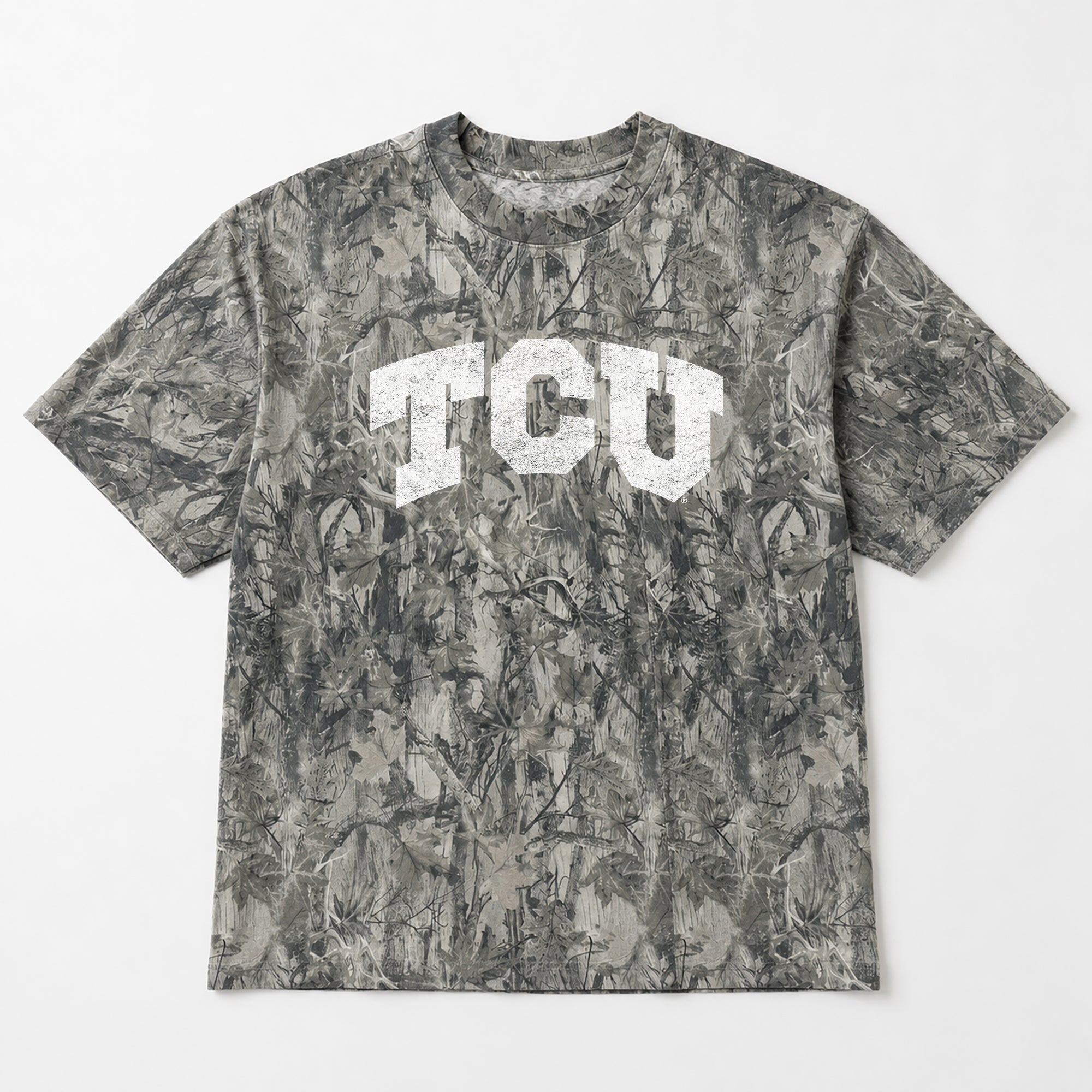 TCU HORNED FROGS FIELD READY VINTAGE WOODLAND CAMO UNISEX TEE