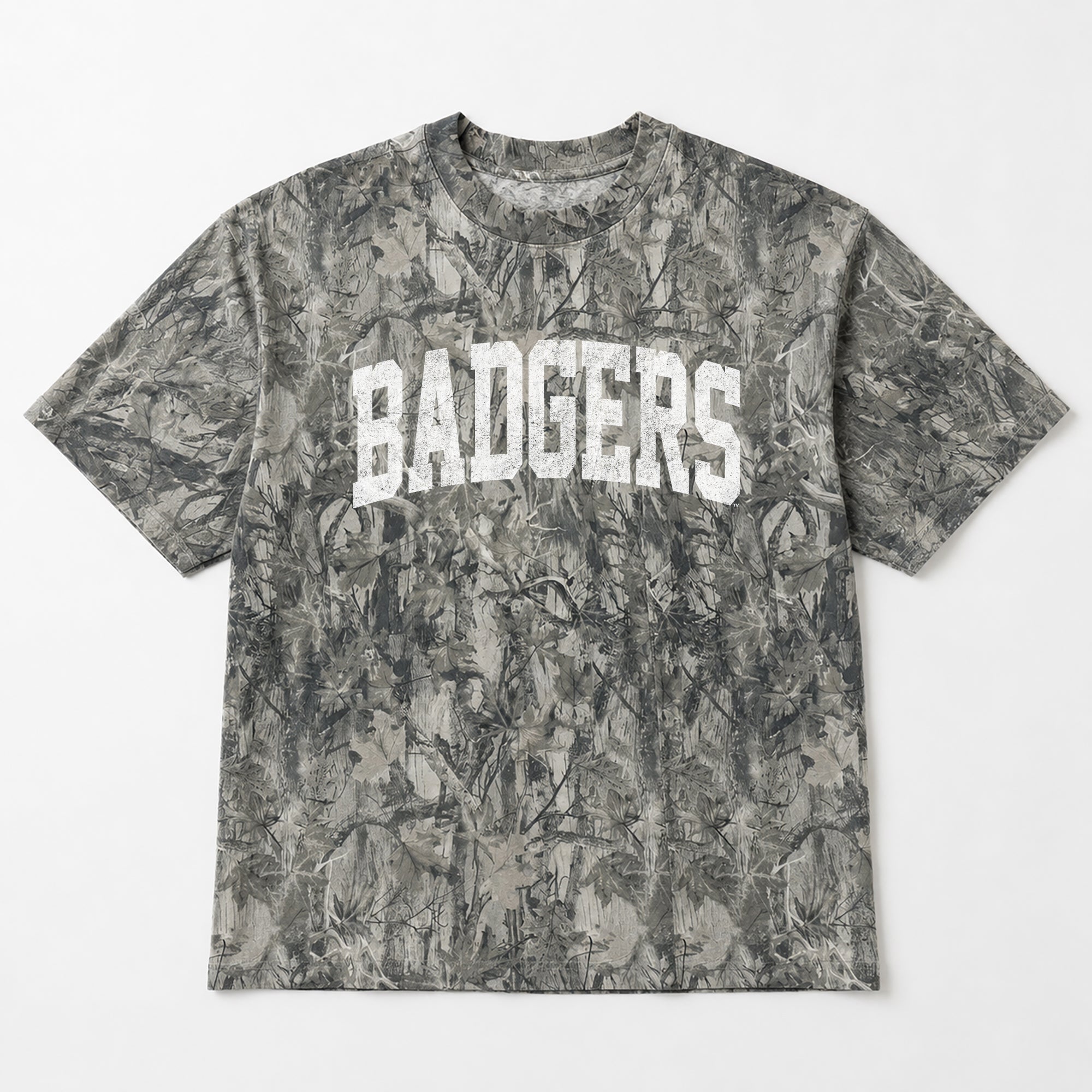 WISCONSIN BADGERS FIELD READY VINTAGE WOODLAND CAMO UNISEX TEE