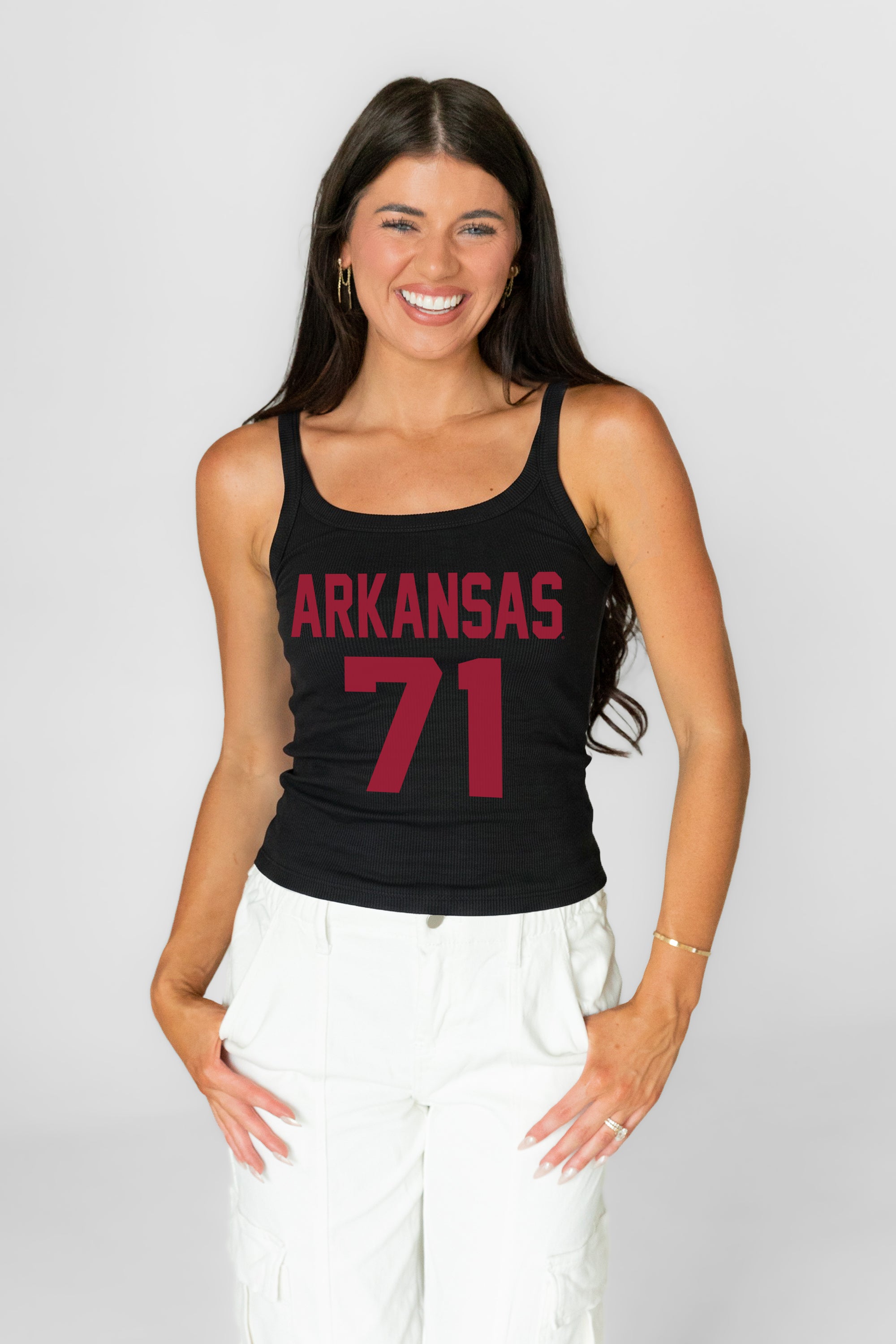 ARKANSAS RAZORBACKS ICON ENERGY RIBBED SCOOP NECK TANK