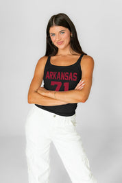 ARKANSAS RAZORBACKS ICON ENERGY RIBBED SCOOP NECK TANK