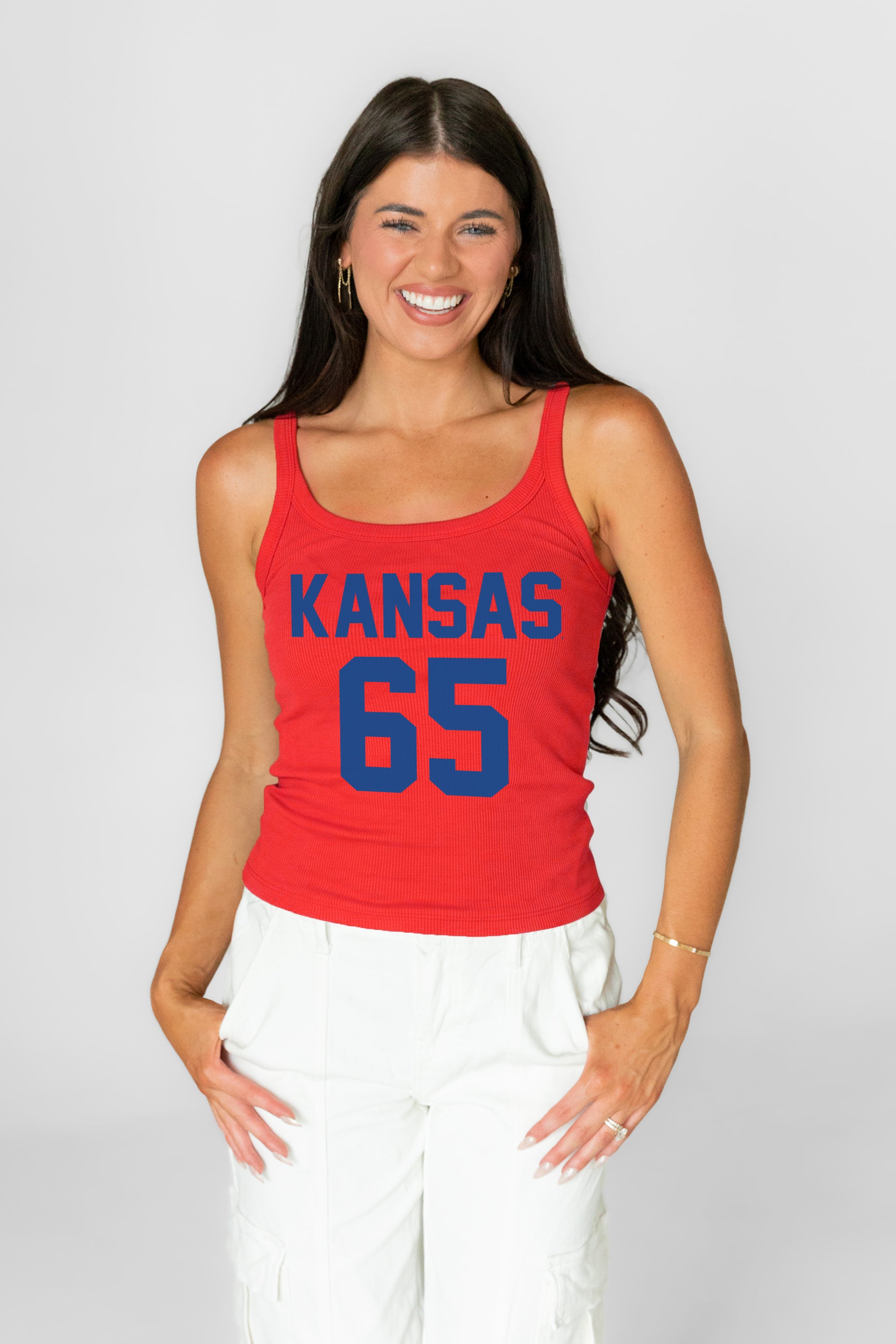 KANSAS JAYHAWKS ICON ENERGY RIBBED SCOOP NECK TANK