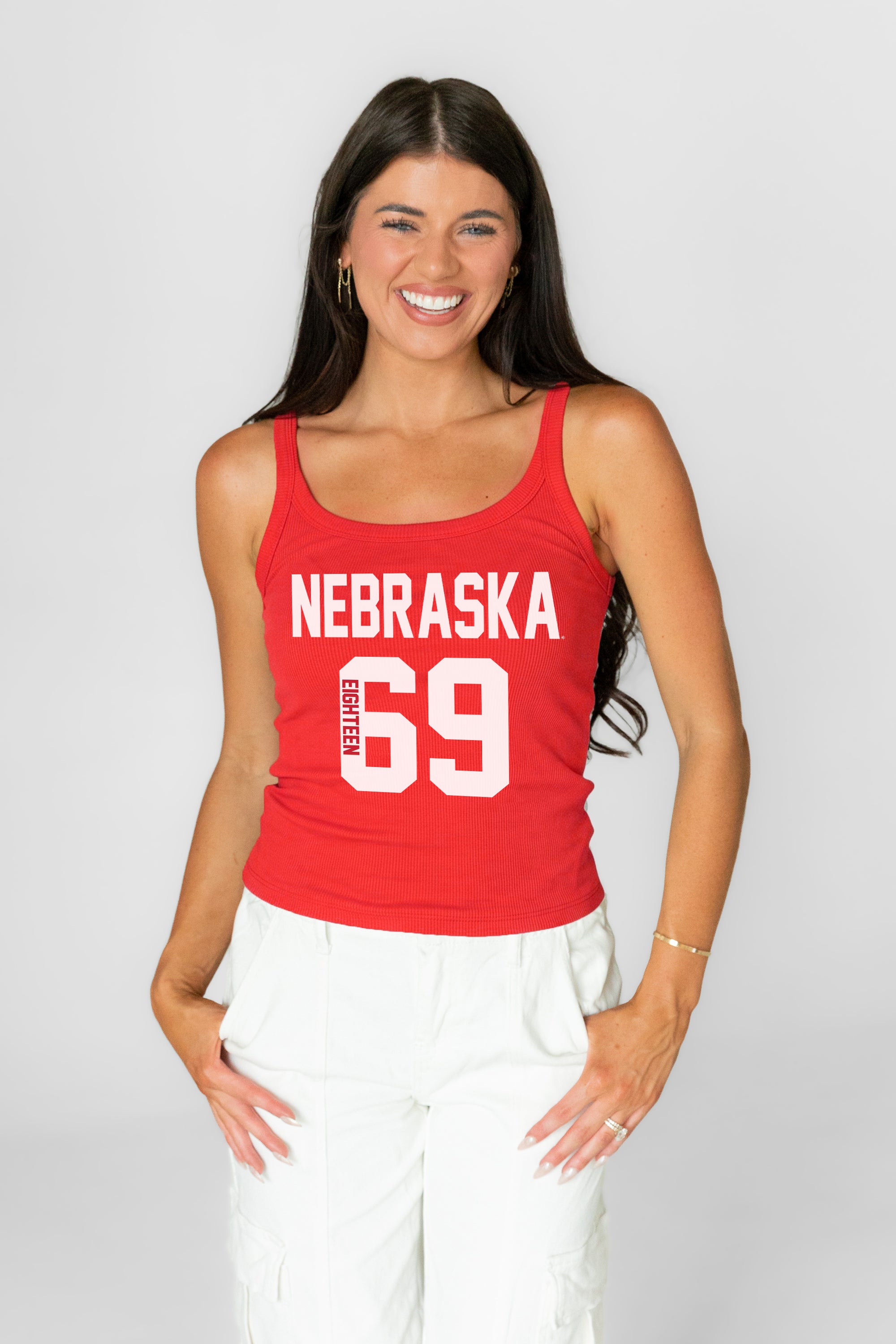 NEBRASKA CORNHUSKERS ICON ENERGY RIBBED SCOOP NECK TANK