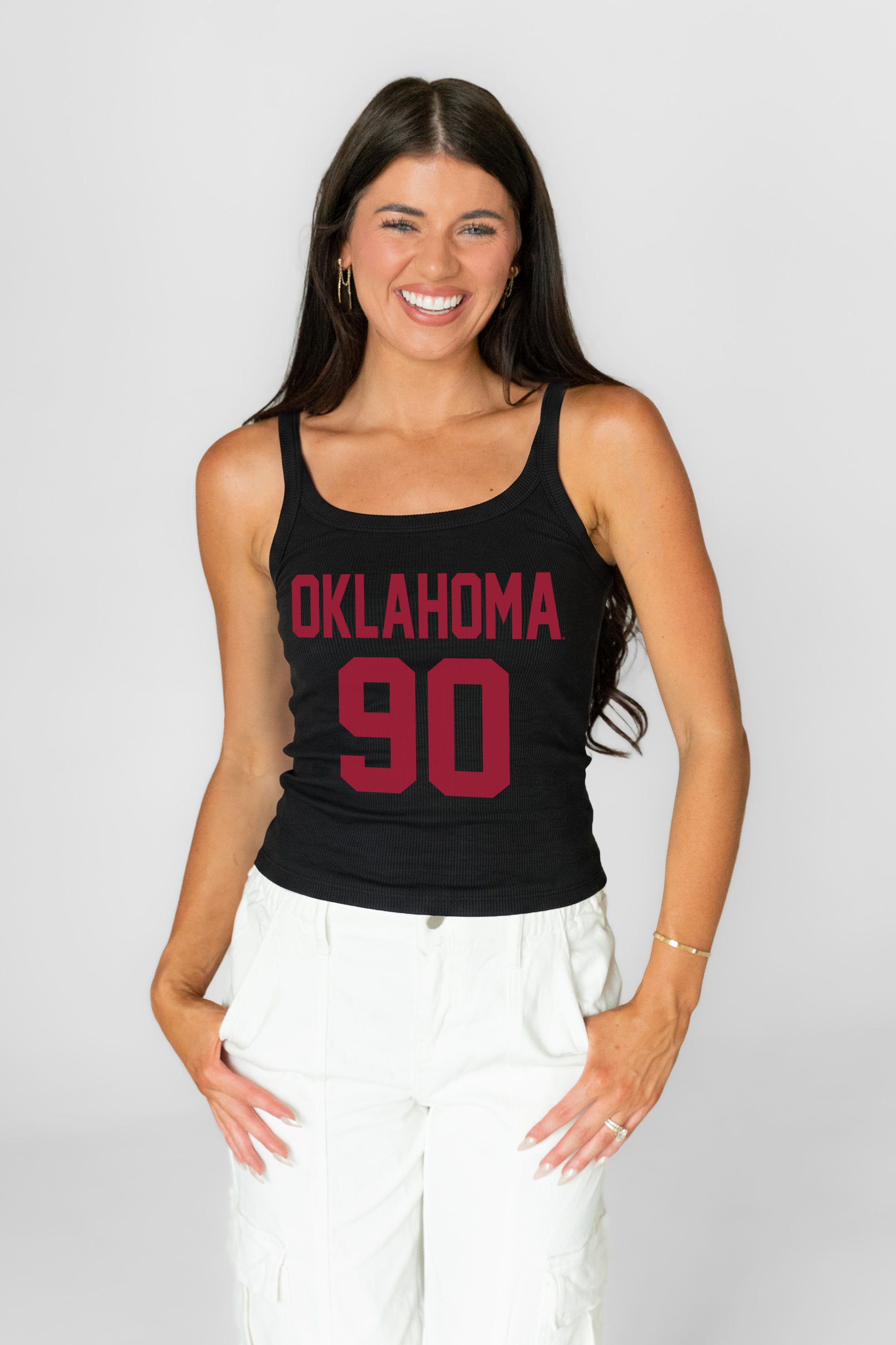 OKLAHOMA SOONERS ICON ENERGY RIBBED SCOOP NECK TANK