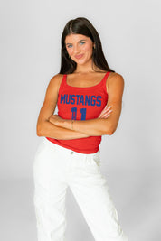 SMU MUSTANGS ICON ENERGY RIBBED SCOOP NECK TANK