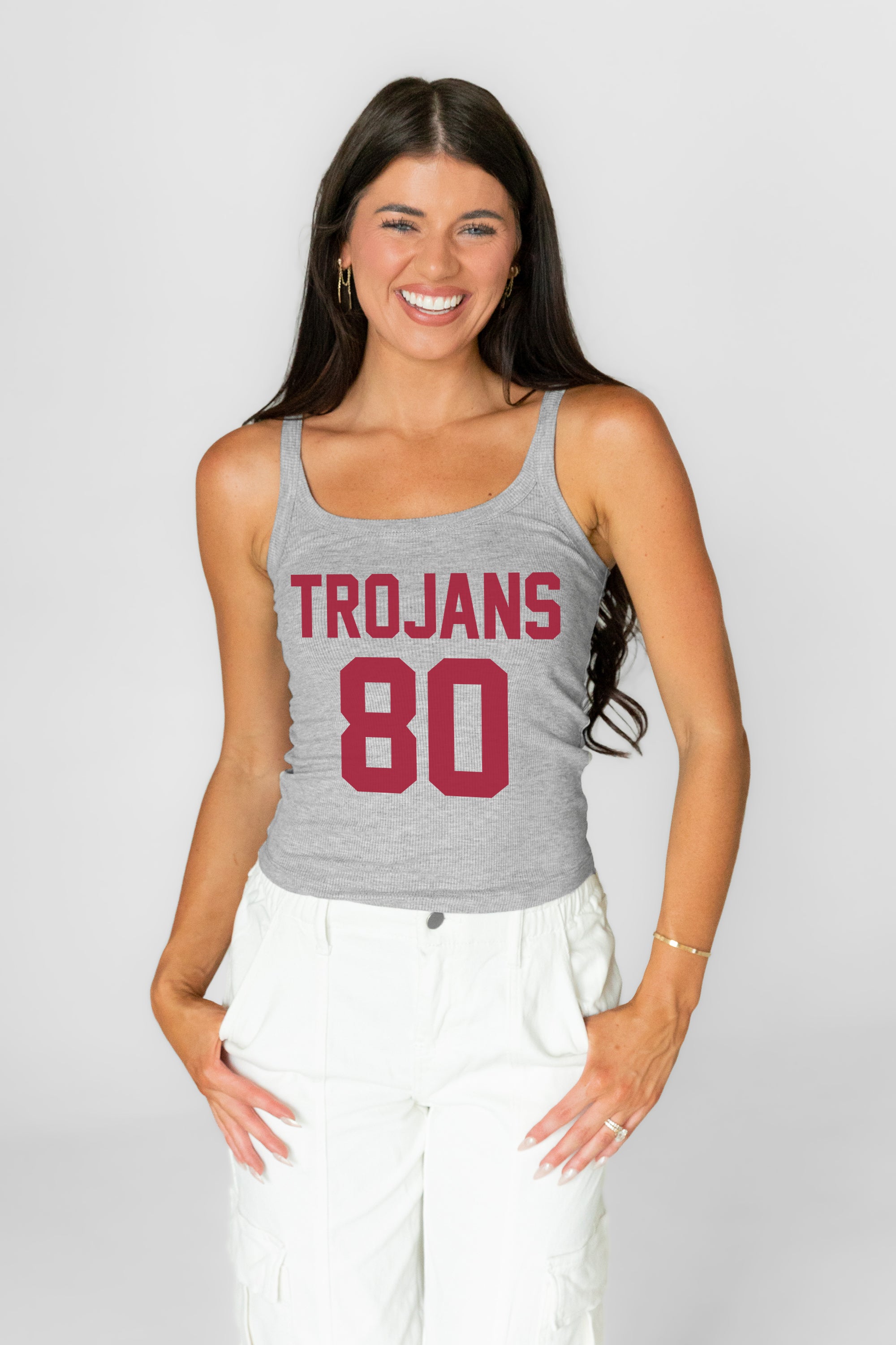 USC TROJANS ICON ENERGY RIBBED SCOOP NECK TANK
