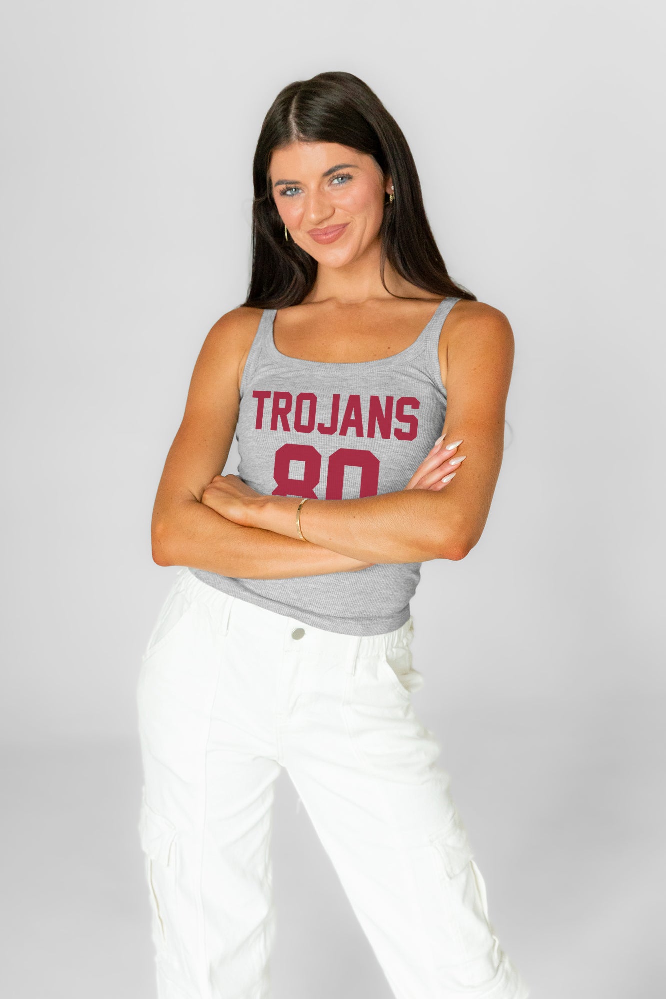 USC TROJANS ICON ENERGY RIBBED SCOOP NECK TANK