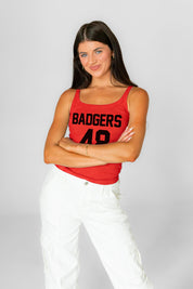 WISCONSIN BADGERS ICON ENERGY RIBBED SCOOP NECK TANK