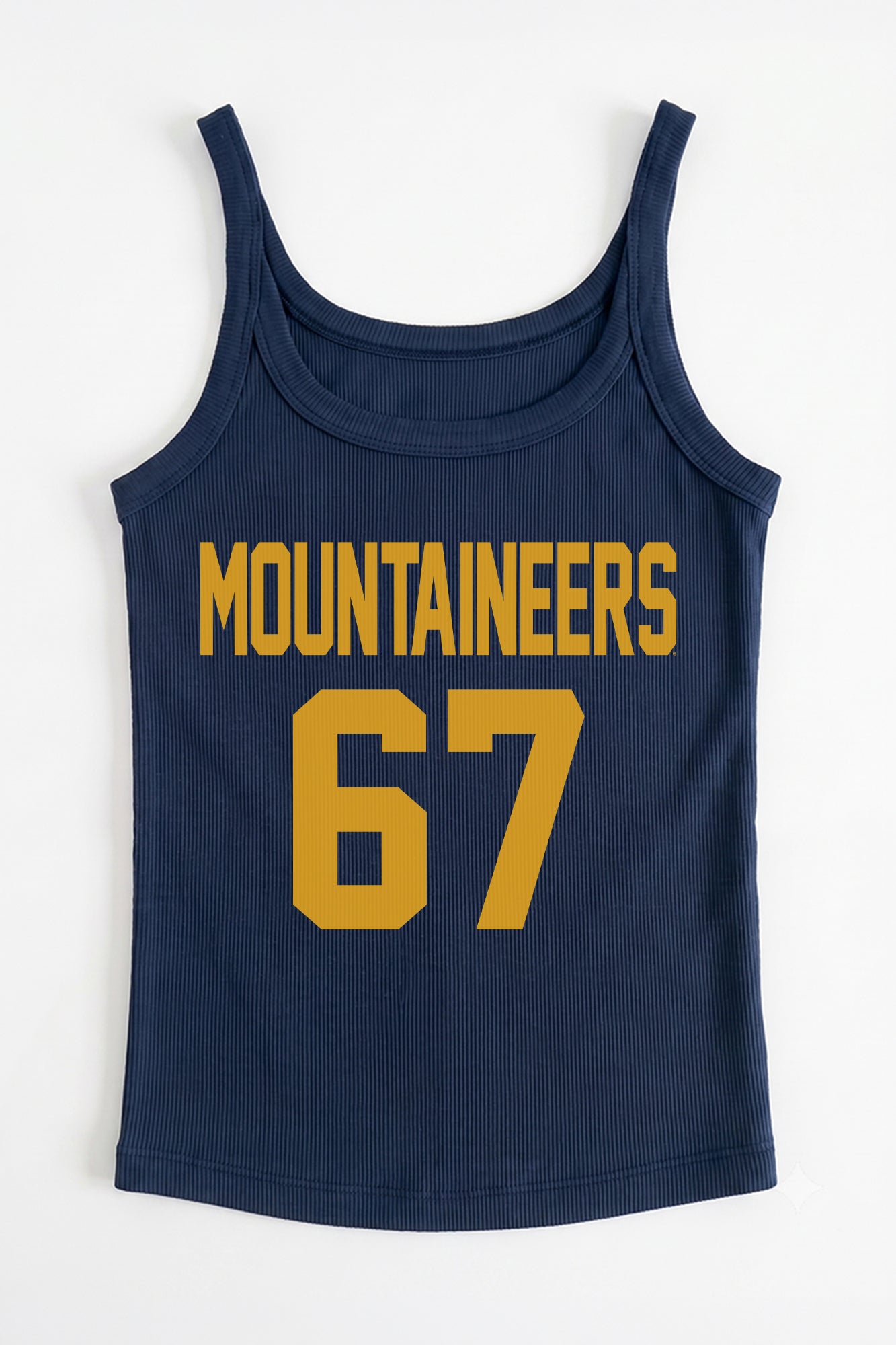 WEST VIRGINIA MOUNTAINEERS ICON ENERGY RIBBED SCOOP NECK TANK