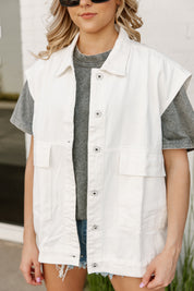 DENIM DOLL VEST IN WHITE