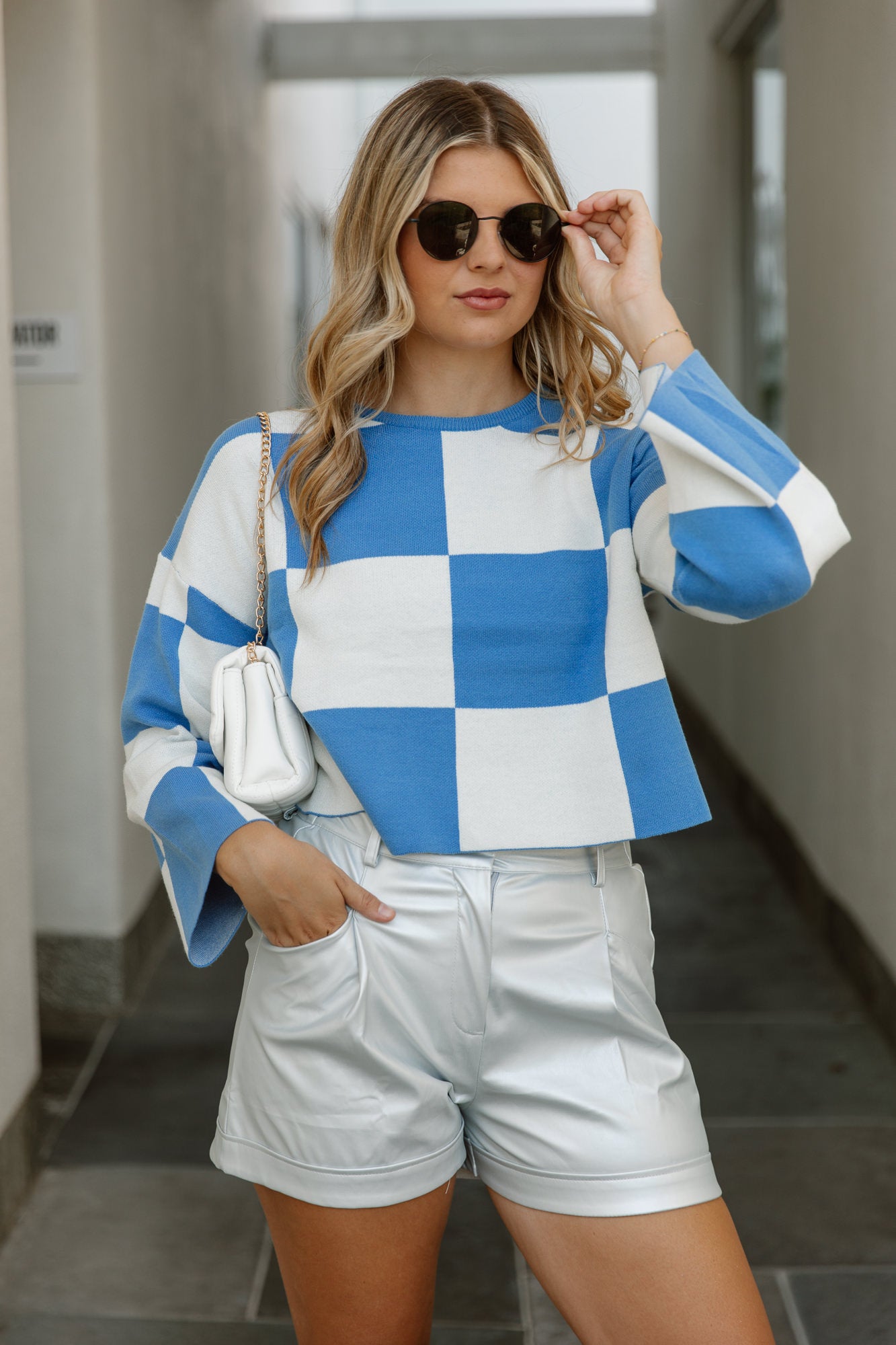 KISMET PLEATED HIGH WAIST SHORTS IN SILVER