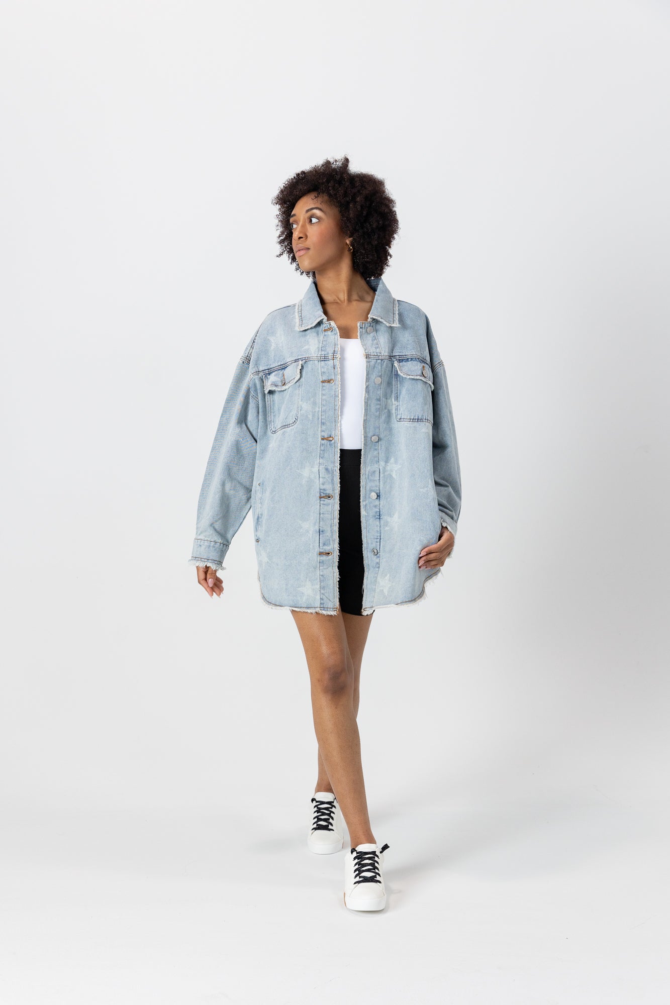 STARRY DREAM DISTREESED DENIM JACKET