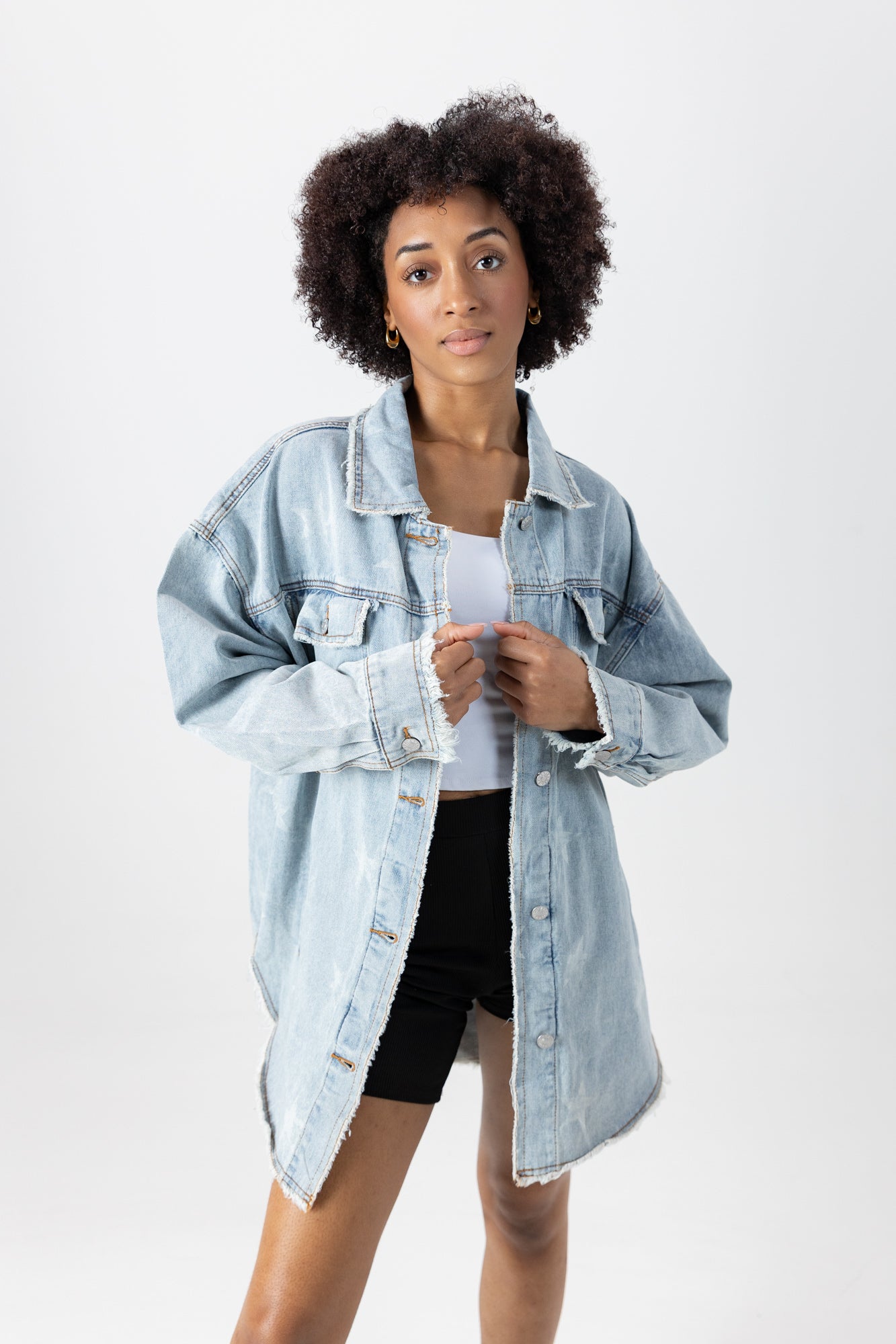 STARRY DREAM DISTREESED DENIM JACKET