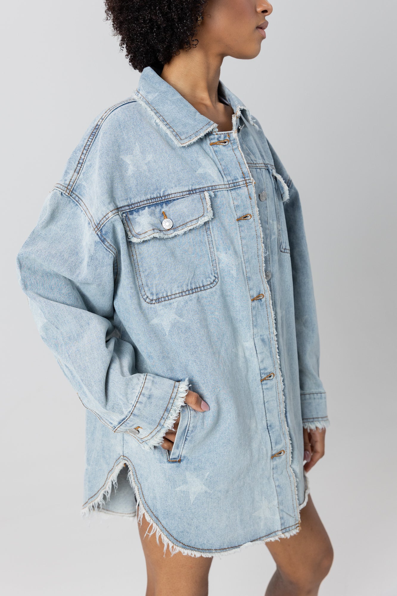 STARRY DREAM DISTREESED DENIM JACKET
