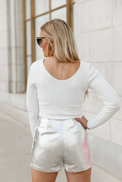 EVE RIB KNIT V NECK LONG SLEEVE BODYSUIT IN IVORY