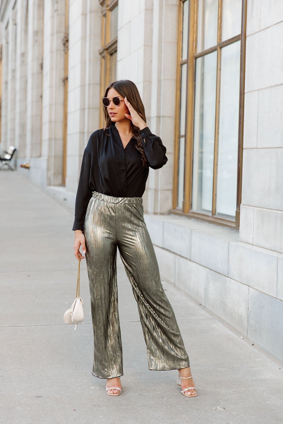 NAOMI WIDE LEG PLEATED PANTS
