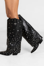 ON THE BLOCK FOLD OVER STUDDED BOOTS