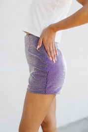 GLITZY GAMEDAY SHORTS IN PURPLE