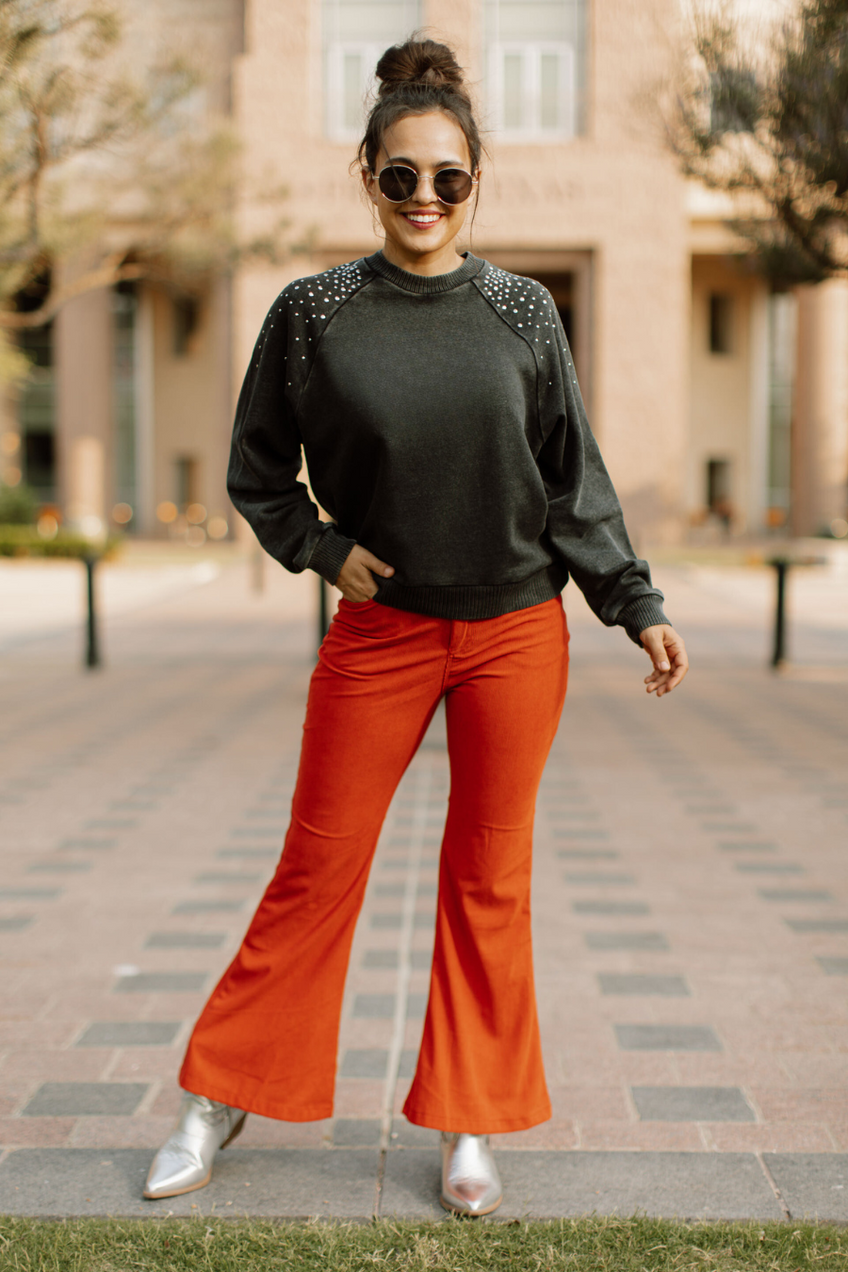 crop flare dress pants Faye Flare Cropped Pant in Black Ponte Knit main image 0
