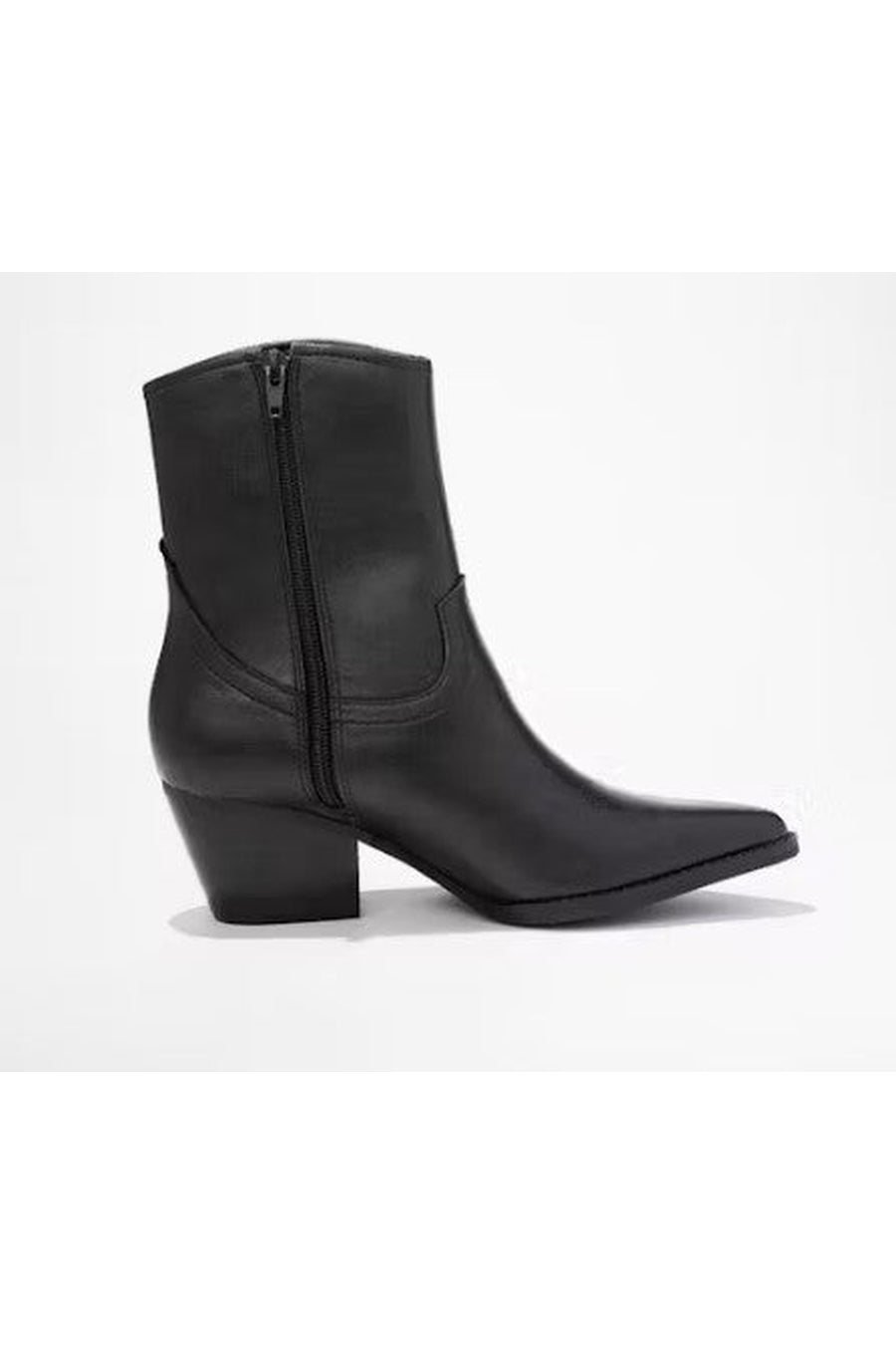 Black Leather Booties Without Fringe - Product Side View | Gameday Couture - SOHO